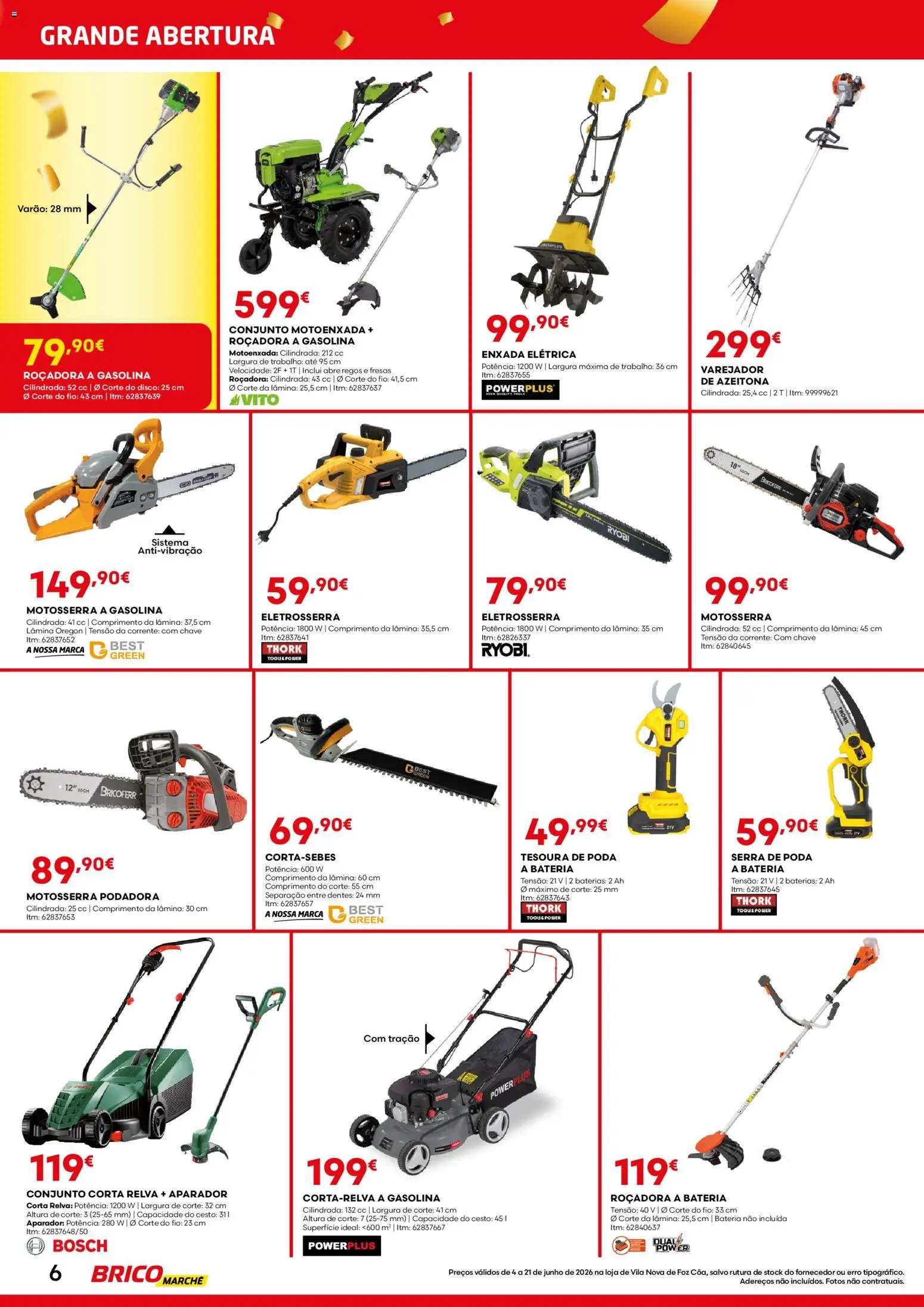 BricoMarché folheto │ válido de 04.06.2026 | Página: 6 | Produtos: Enxada, Motoenxada, Aparador, Bateria