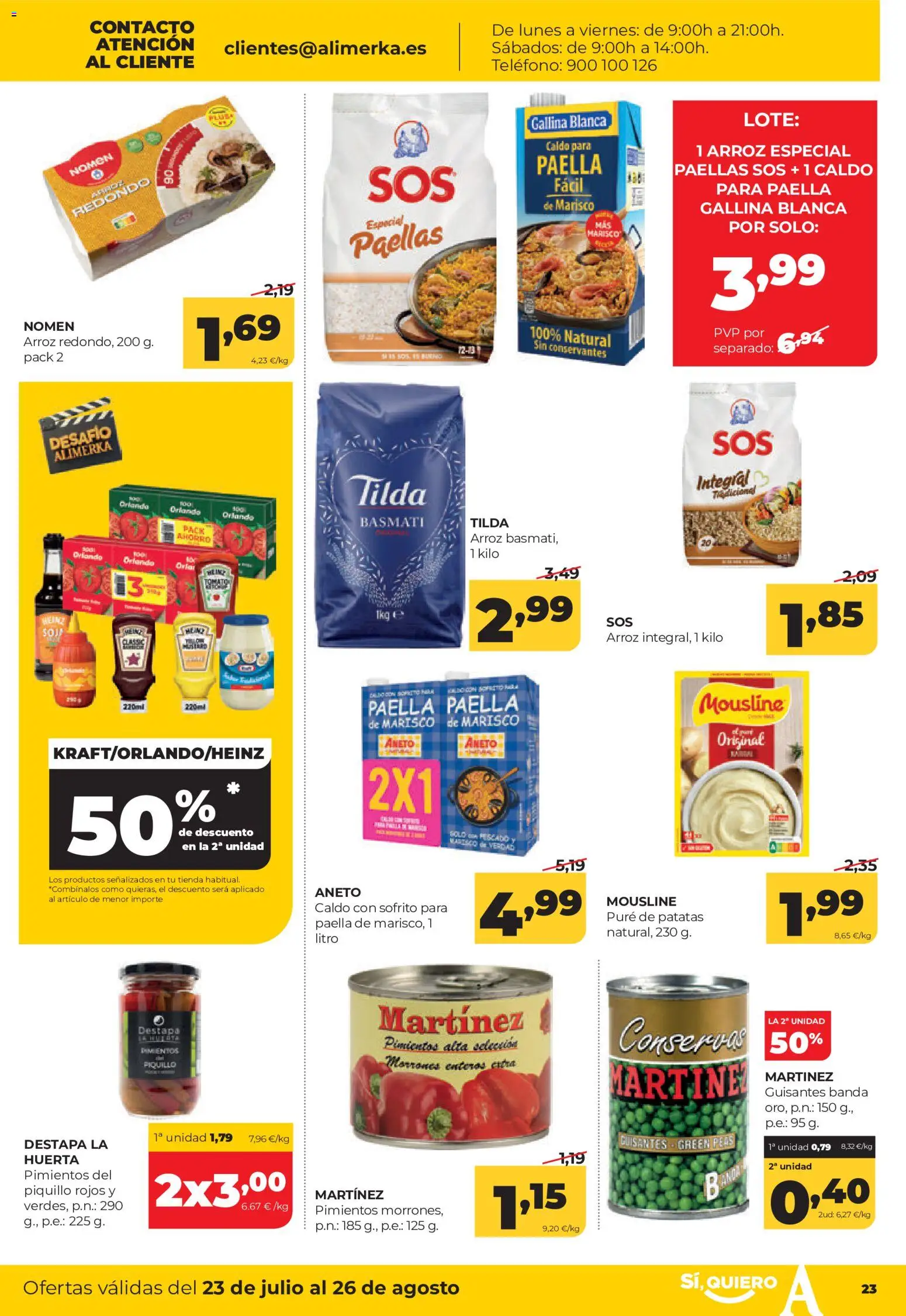 Alimerka folleto Castilla y León │ válido desde el 23/07/2026 | Página: 23 | Productos: Arroz, Pescado, Teléfono