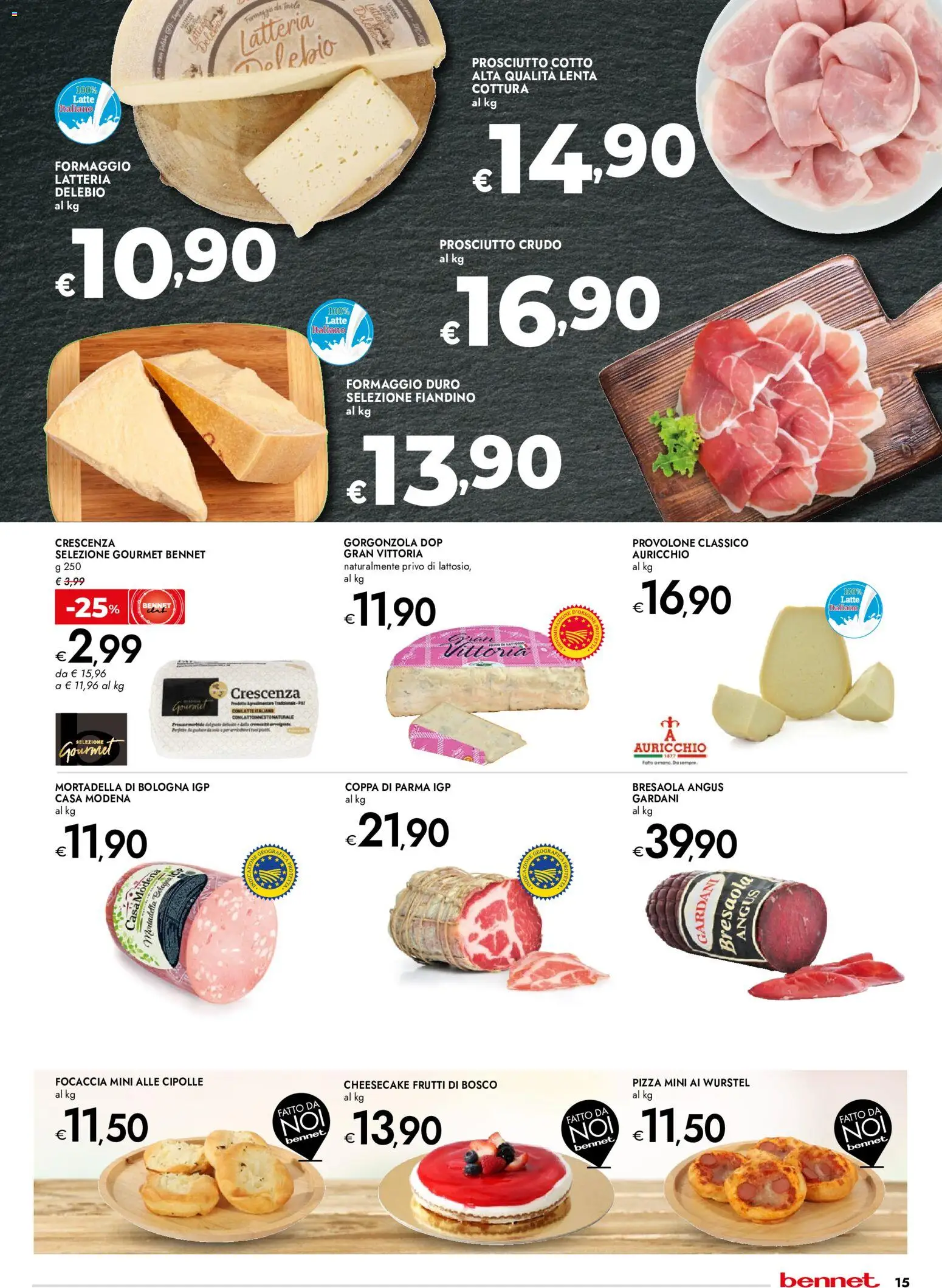 Volantino bennet del 21.05.2026 | Pagina: 15 | Prodotti: Prosciutto Cotto, Pizza, Wurstel, Mortadella