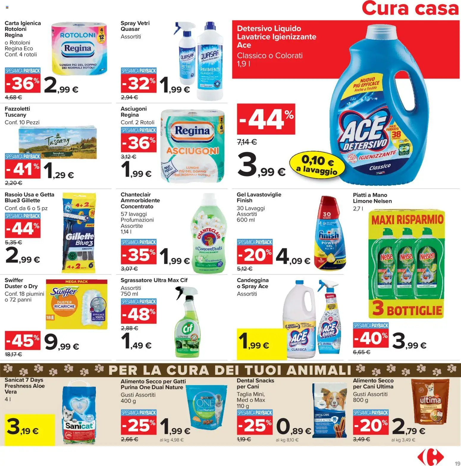 Volantino Carrefour del 04/09/2026 | Pagina: 19 | Prodotti: Rasoio, Carta igienica, Ammorbidente, Profumo