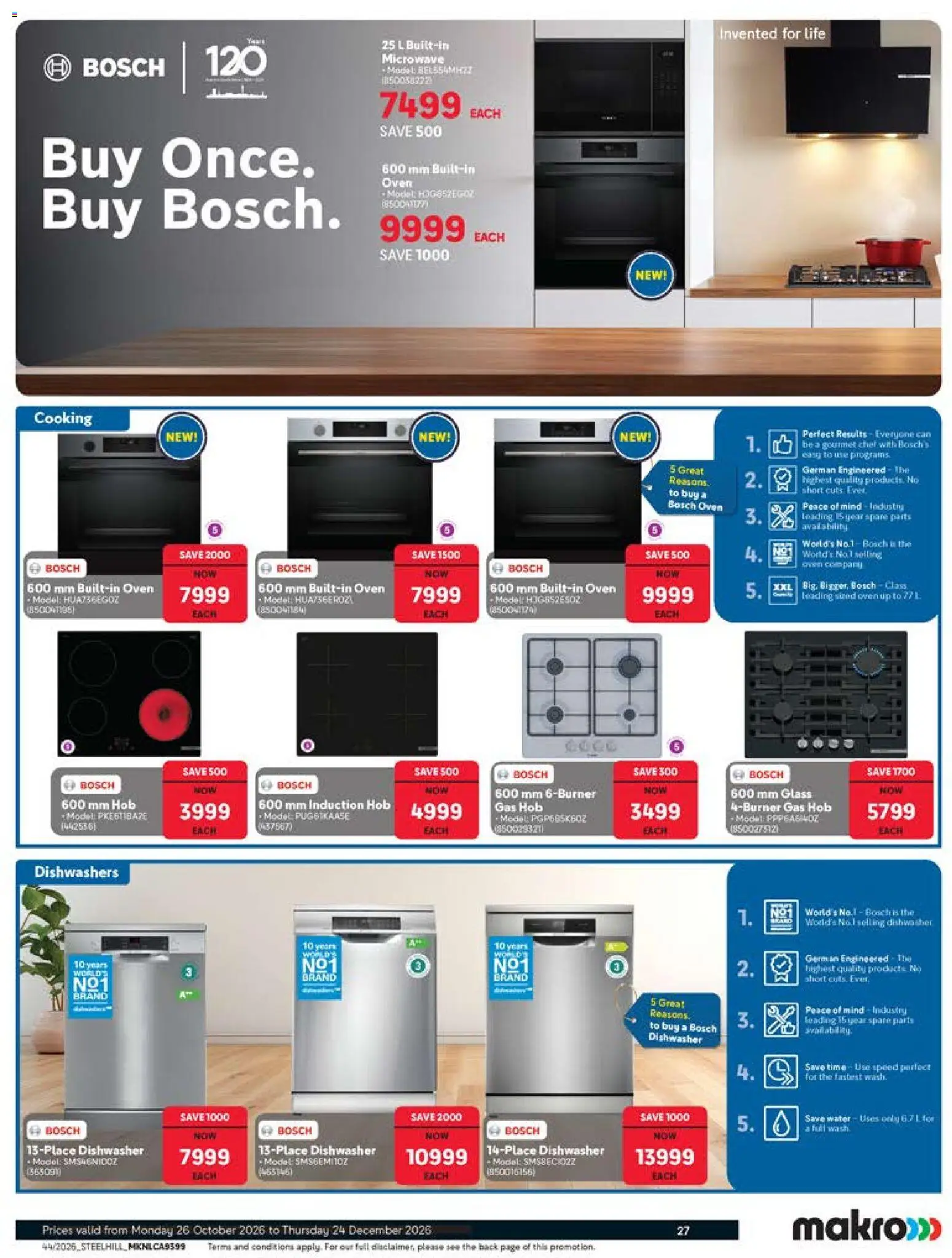 New Makro catalogue – valid from 26/10/2026 | Page: 27 | Products: Hob, Dishwasher, Microwave, Water