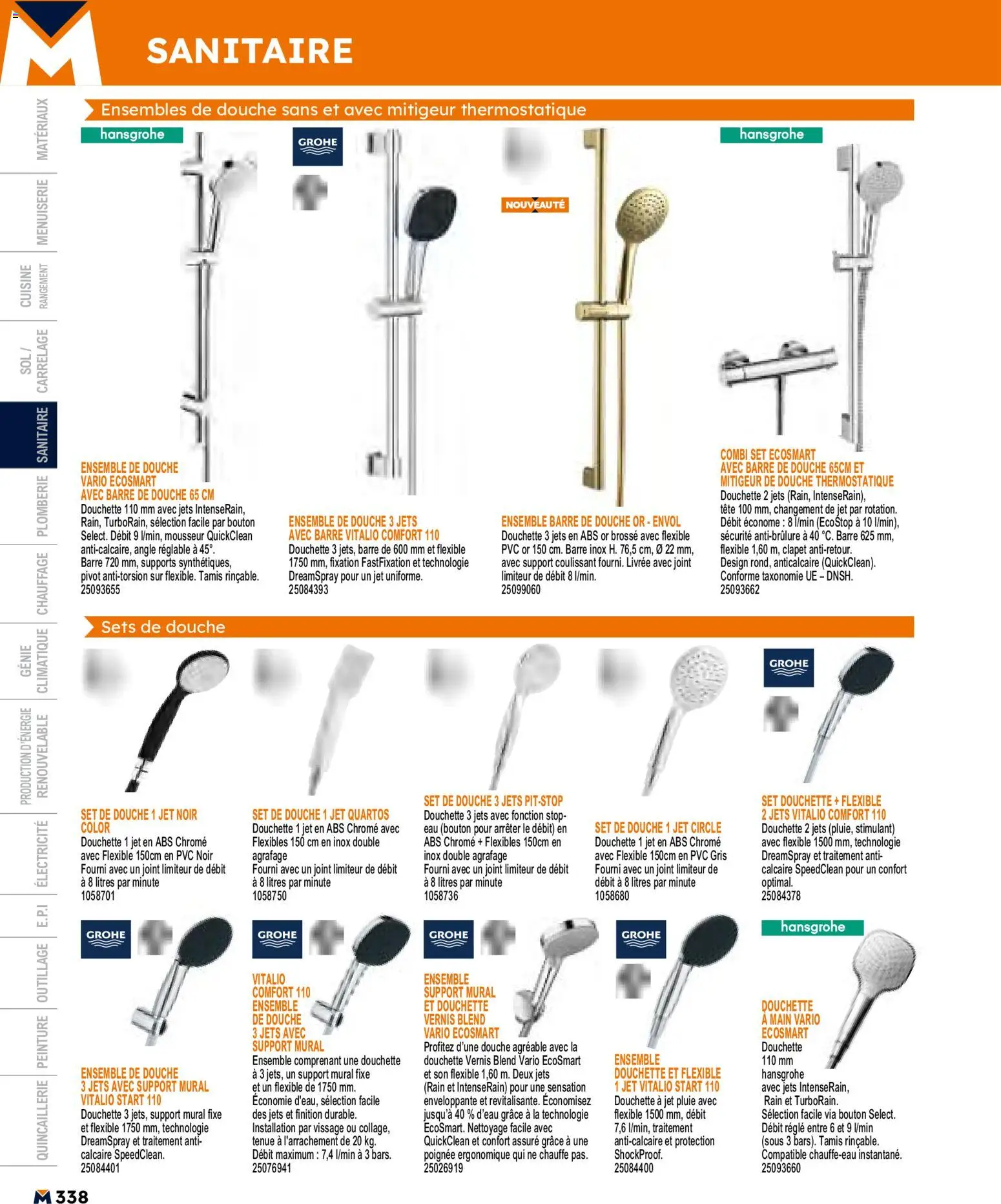 {H1} | Page: 338 | Produits: Règle, Tamis, Brosse, Douche