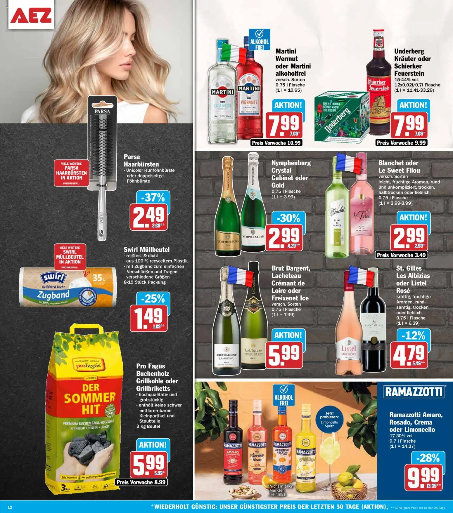 AEZ Prospekt – gültig ab 03.08.2026 | Seite: 12 | Produkte: Martini, Limoncello, Brut dargent, Ramazzotti