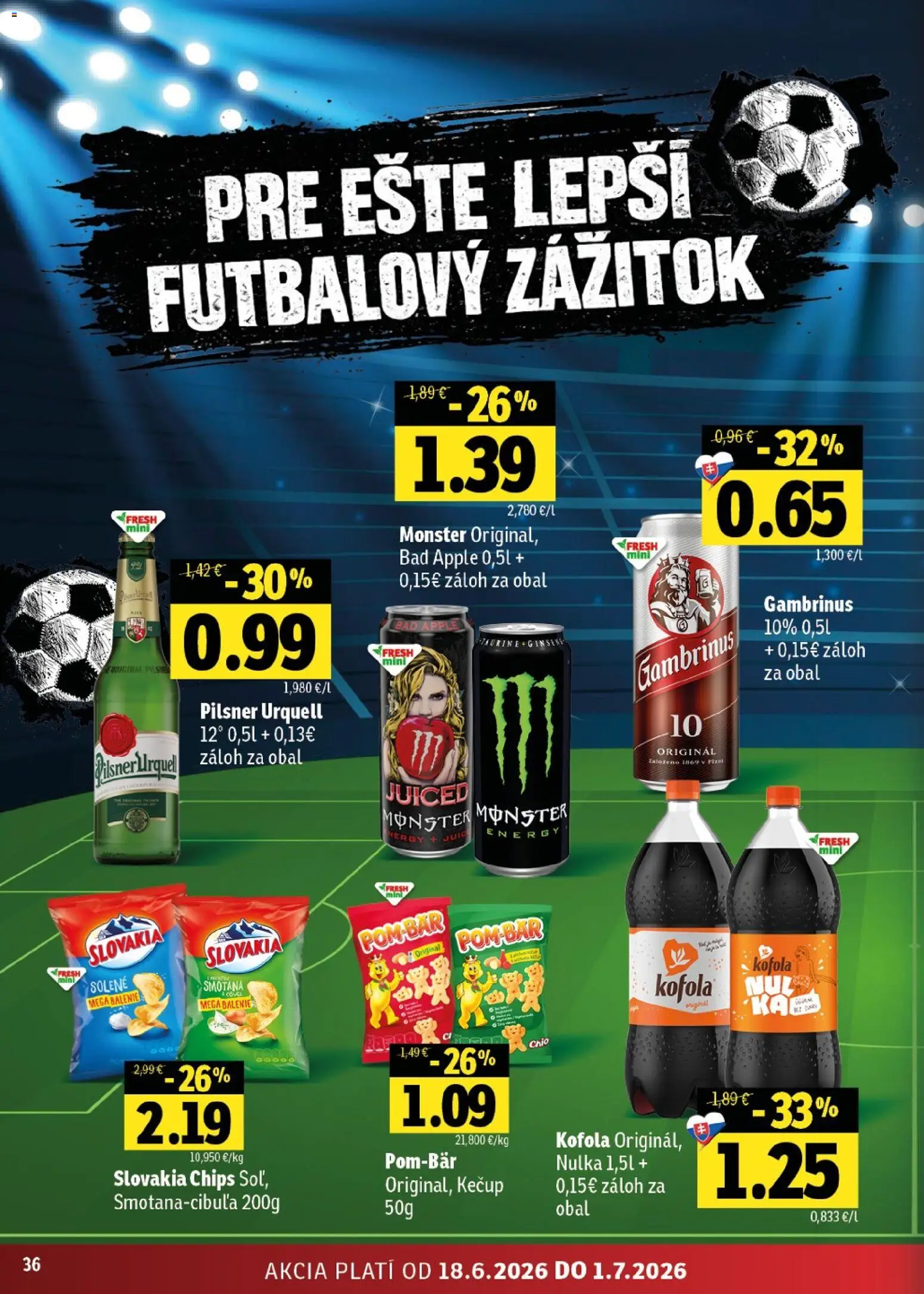 Nové Fresh akcie – leták je platný od 18.06.2026 | Strana: 36 | Produkty: Smotana, Kofola, Kečup, Gambrinus