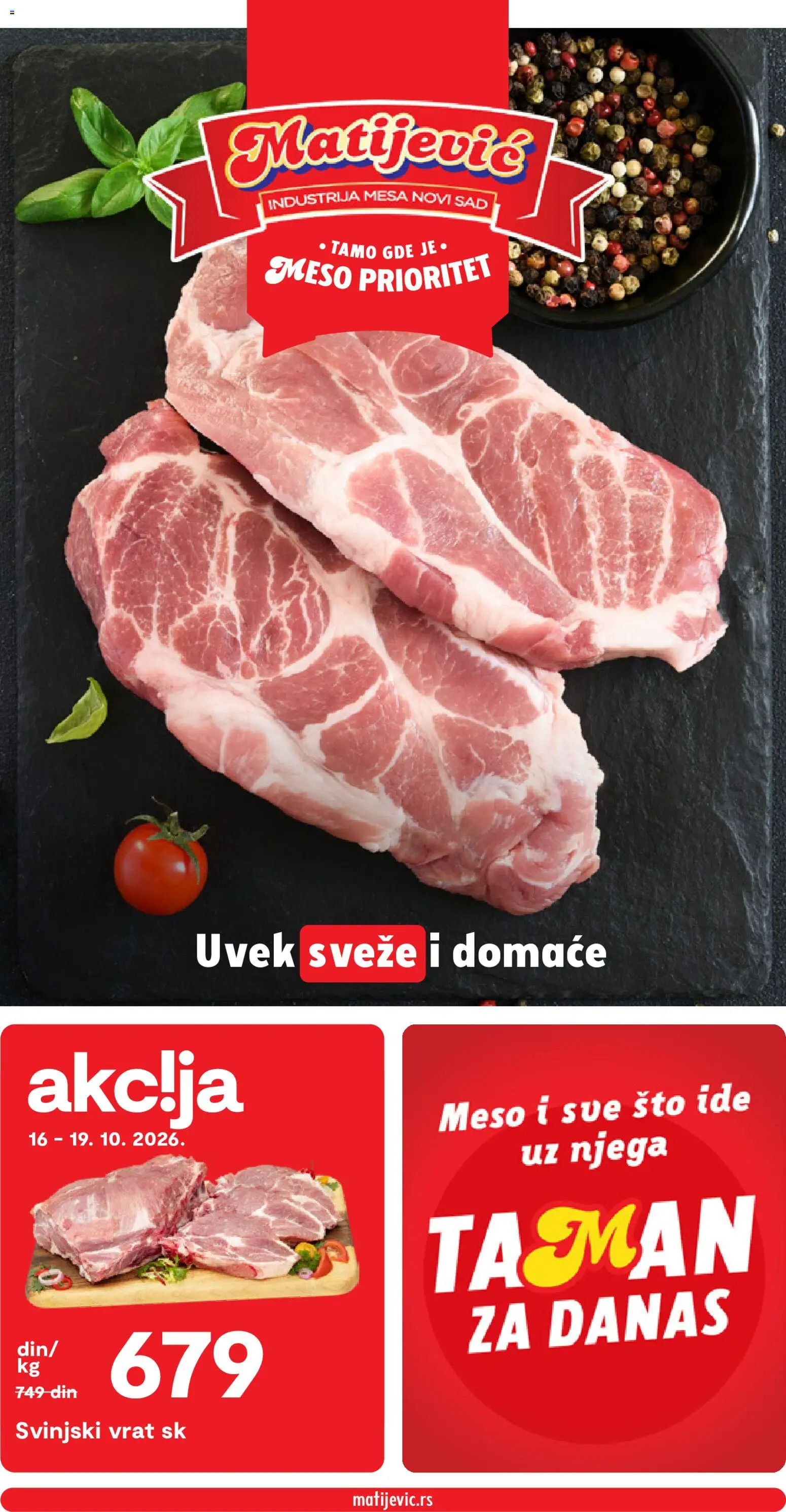 Matijevic katalog - važi od 01.10.2026 | Strana: 1 | Proizvode: Sto, Svinjski vrat, Meso, Vrat