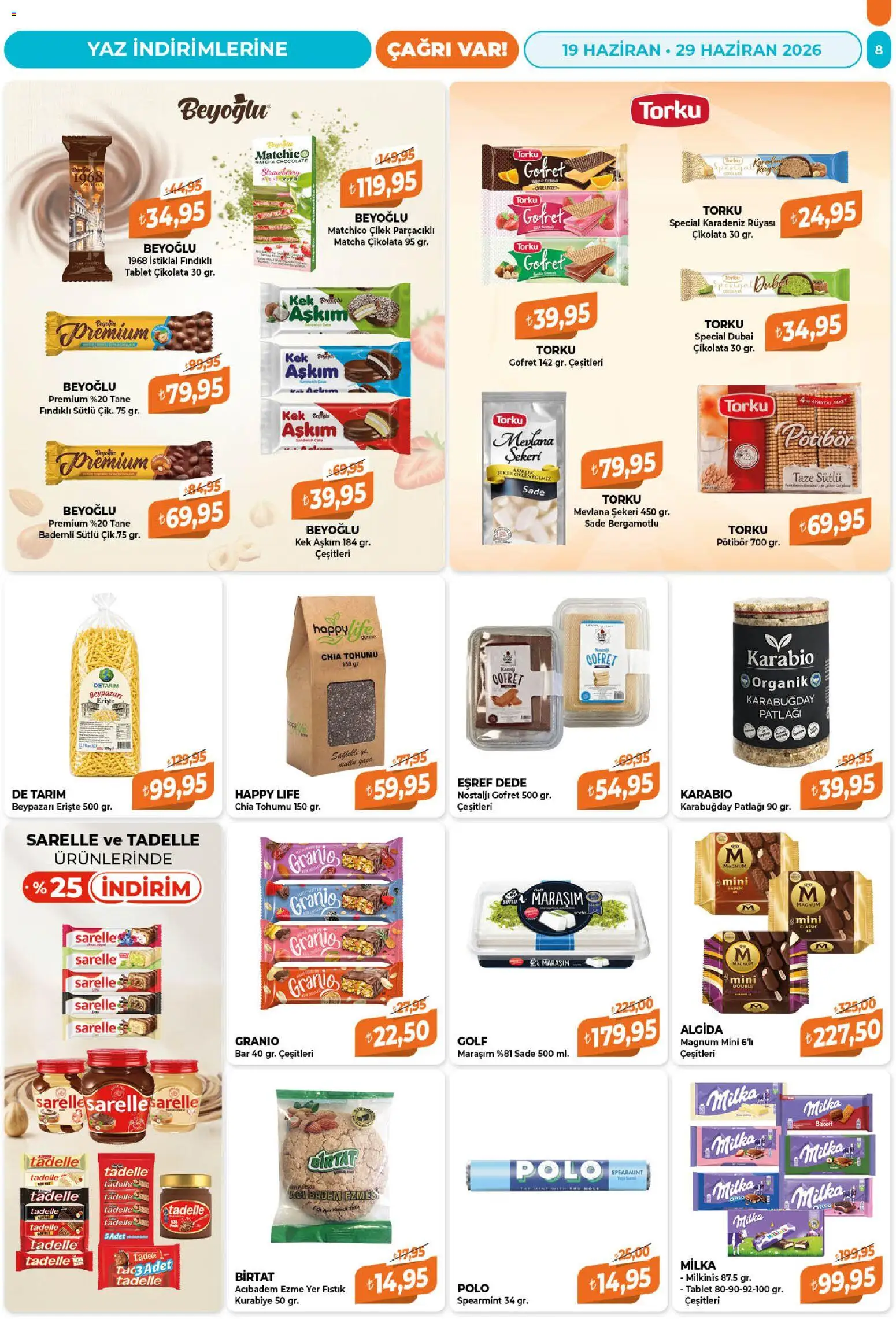Çağrı Market Katalog - 19.06.2026 tarihinden itibaren geçerlidir | Sayfa: 8 | Ürünler: Fıstık, Gofret, Kurabiye, Tablet