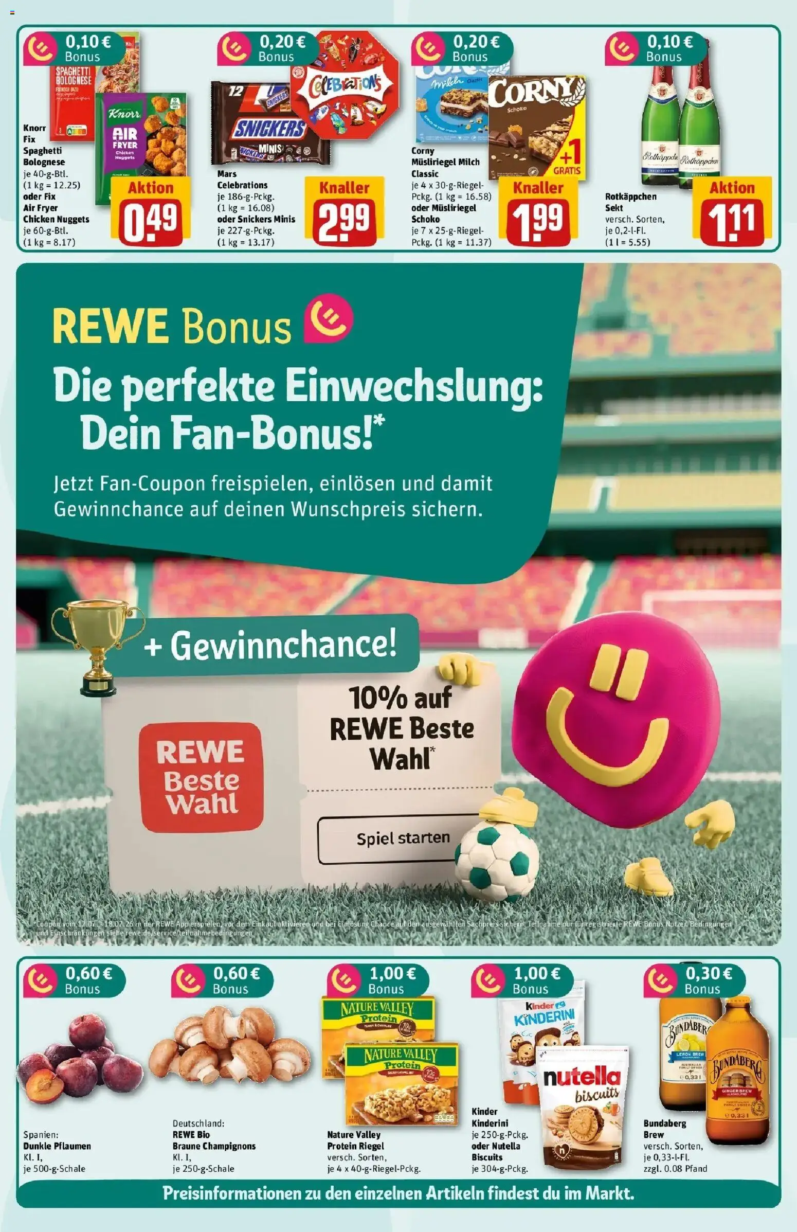 Rewe Prospekt München – gültig ab 13.07.2026 | Seite: 2 | Produkte: Sekt, Knorr, Celebrations, Champignons
