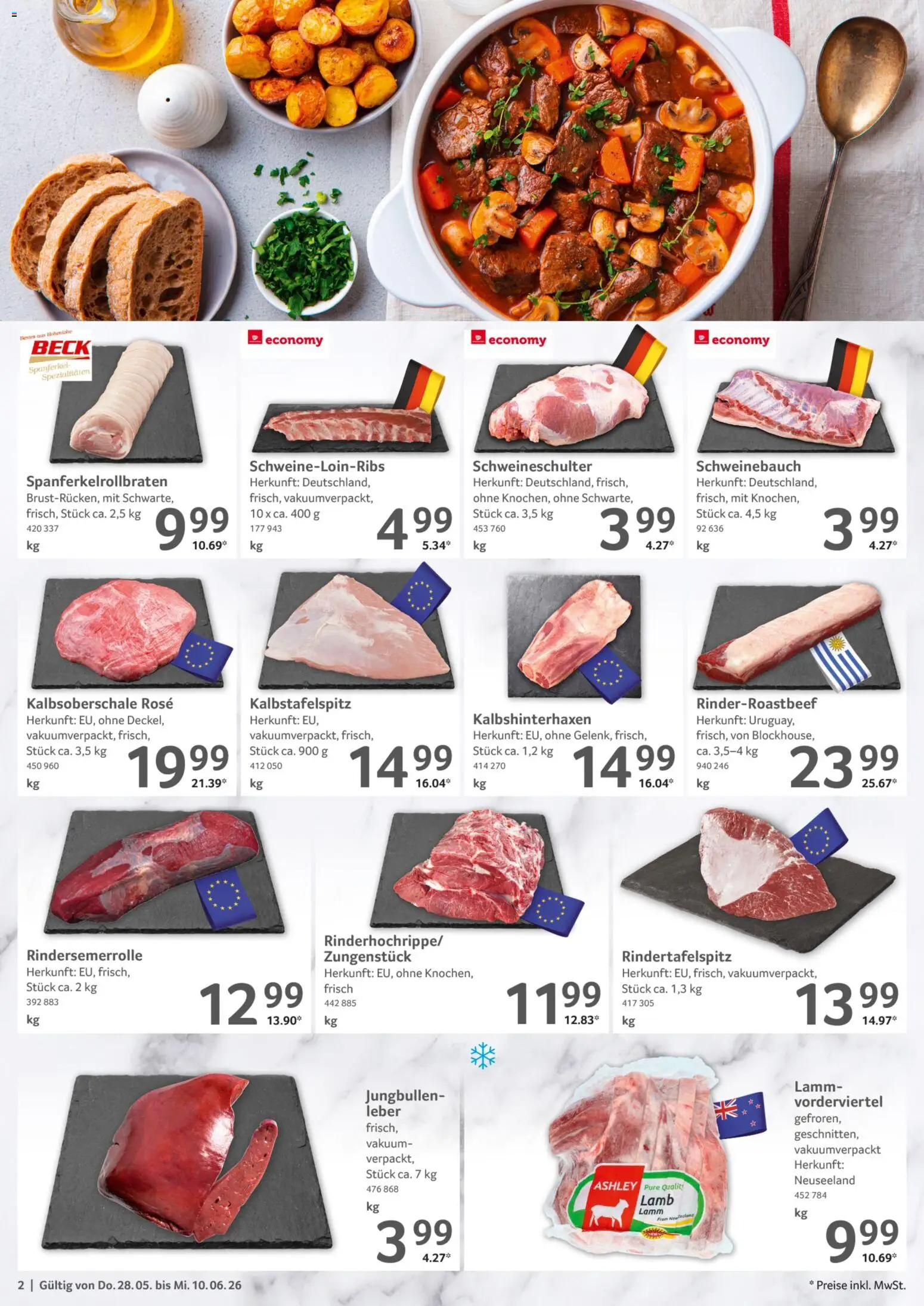 Selgros Gastronomie – gültig ab 28.05.2026 | Seite: 2 | Produkte: Schweinebauch