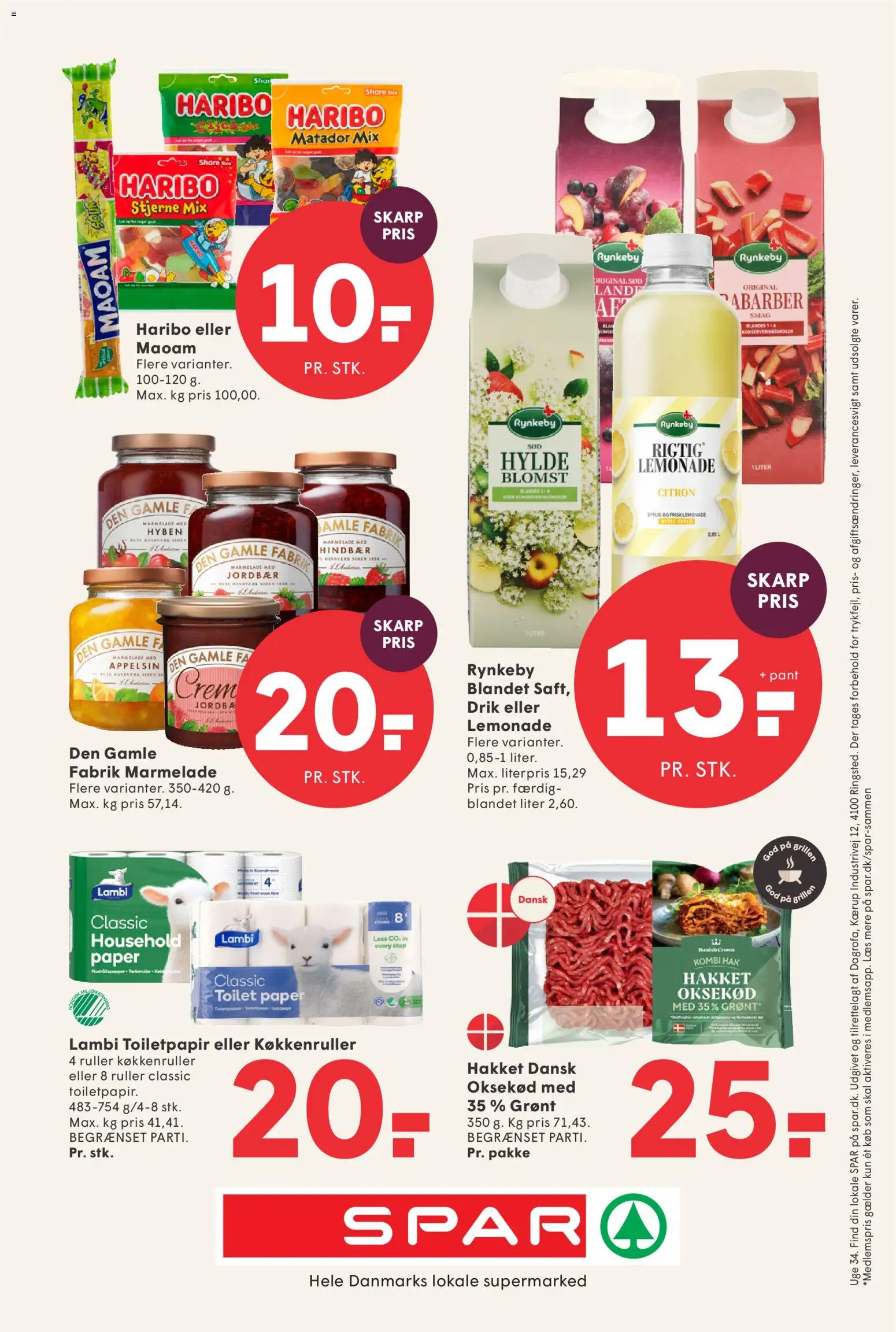 Spar tilbudsavis – gyldig fra 14/08/2026 | Side: 25 | Produkter: Toilet, Hindbær, Shorts, Marmelade