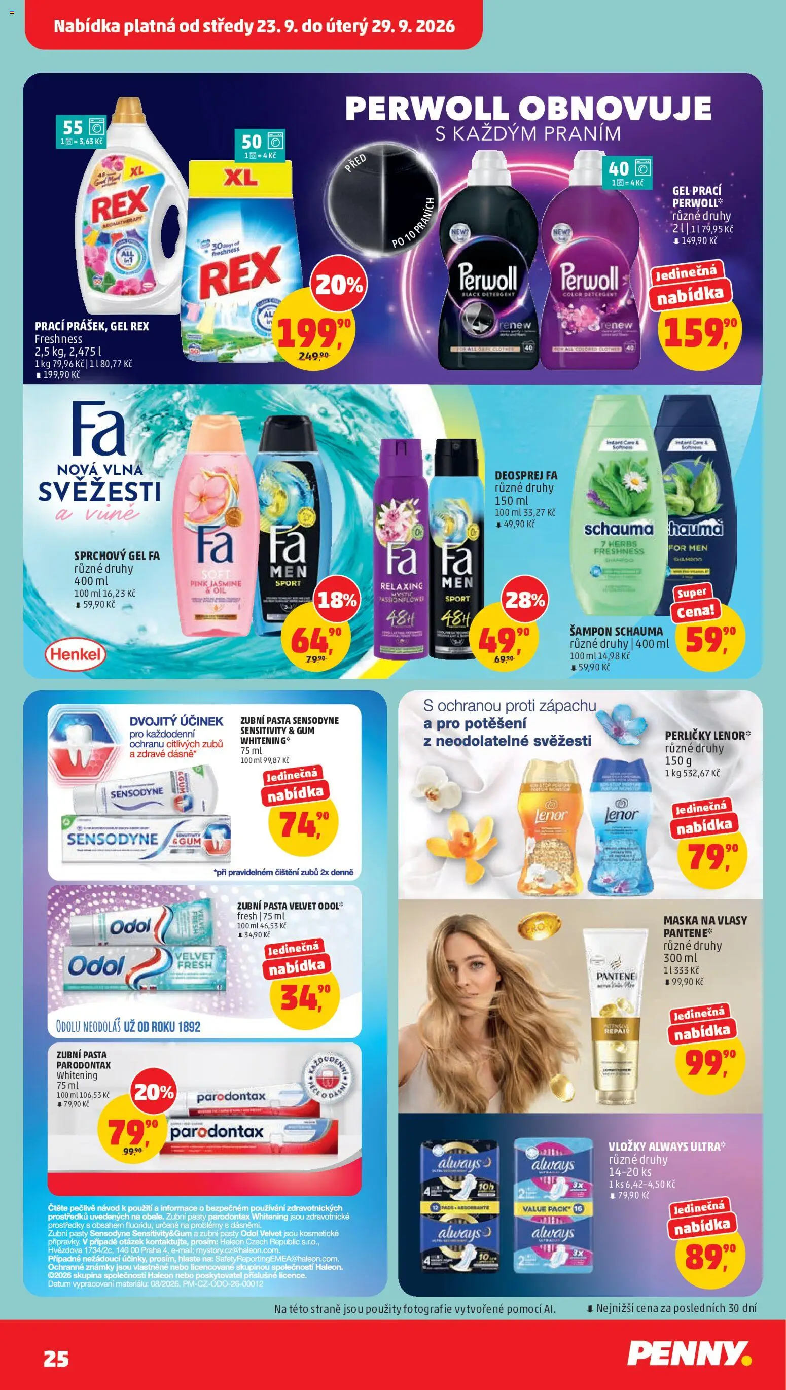 Penny Market leták od 23.09.2026 | Strana: 25 | Produkty: Lenor, Vložky, Šampon, Maska