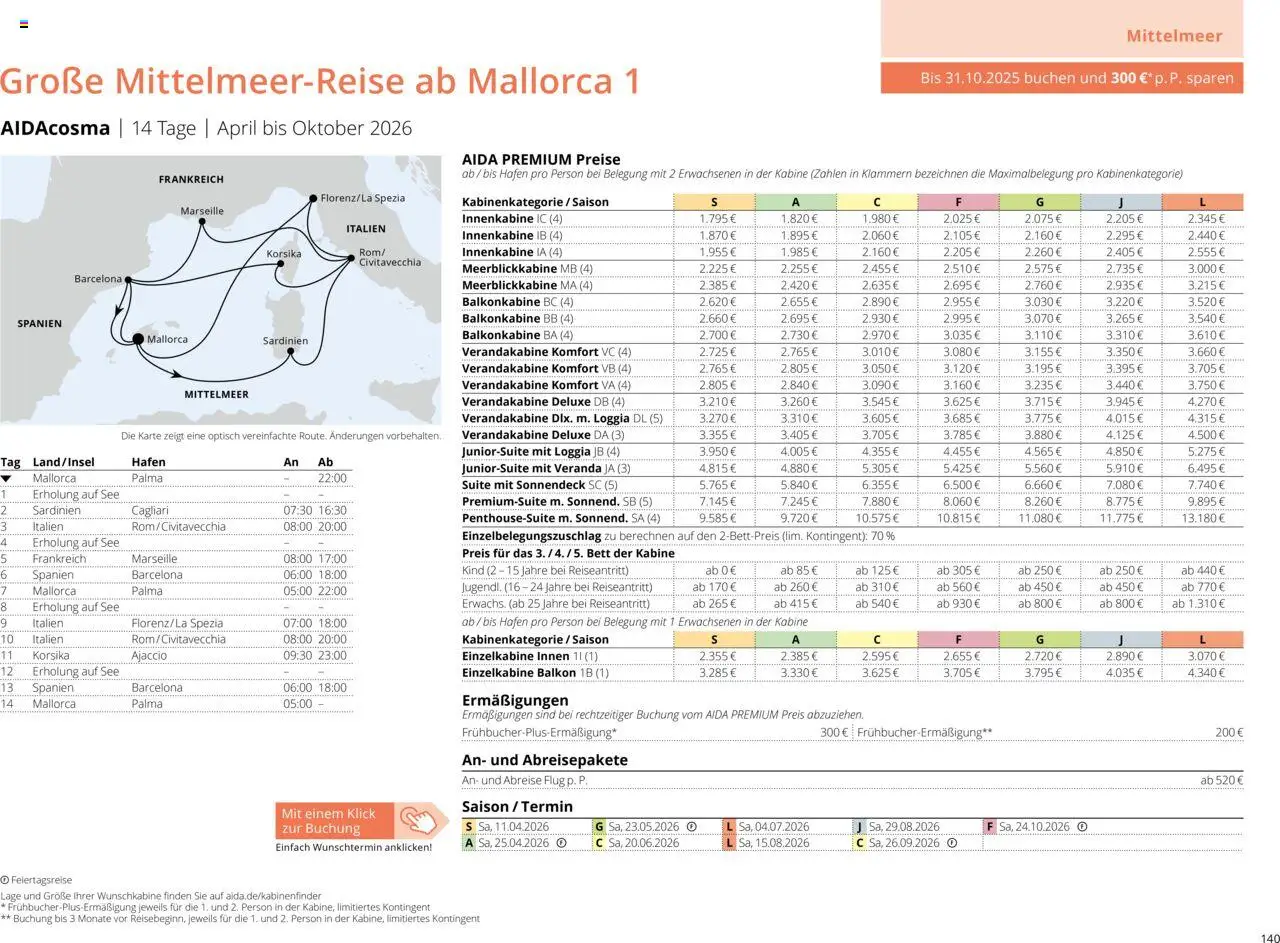 Aida Sommer 2026 – gültig ab 01.03.2026 | Seite: 140 | Produkte: Bett