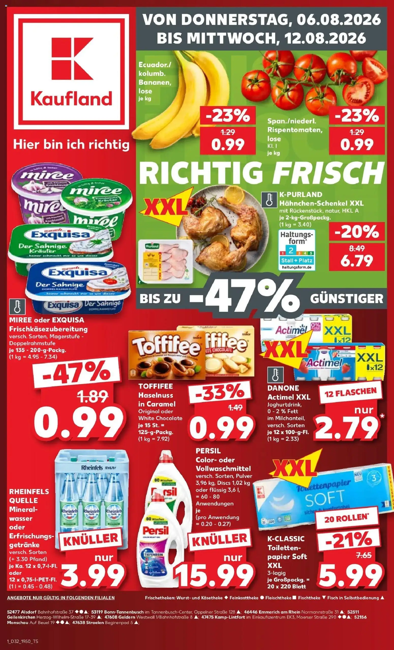 Prospekt Kaufland ab 06.08.2026 » Angebote Online zum Blättern | Seite: 1 | Produkte: Actimel, Wurst, Toffifee, Persil