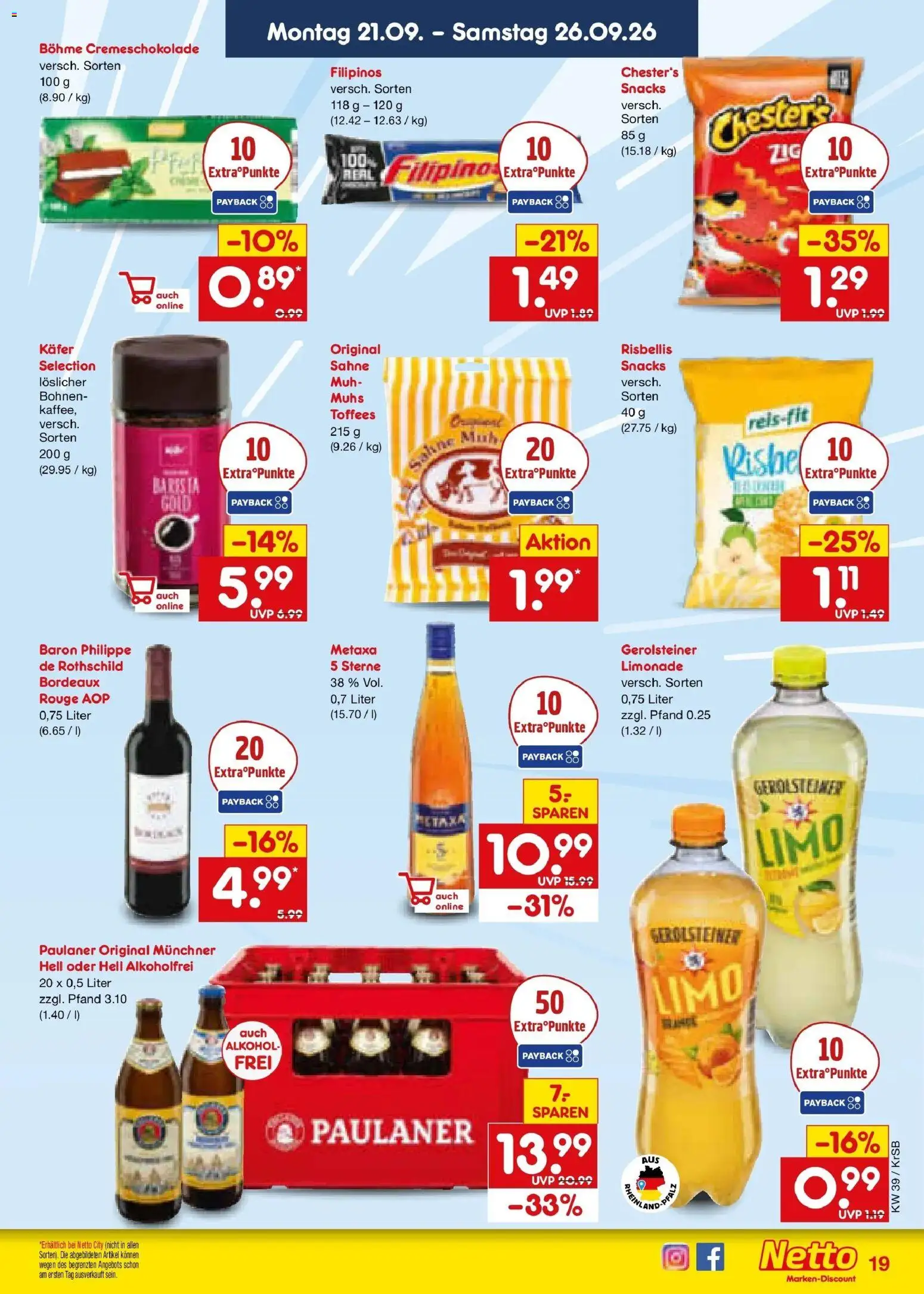 Netto Marken-Discount Prospekt Baesweiler – gültig ab 21.09.2026 | Seite: 27 | Produkte: Limonade, Metaxa, Sahne, Gerolsteiner