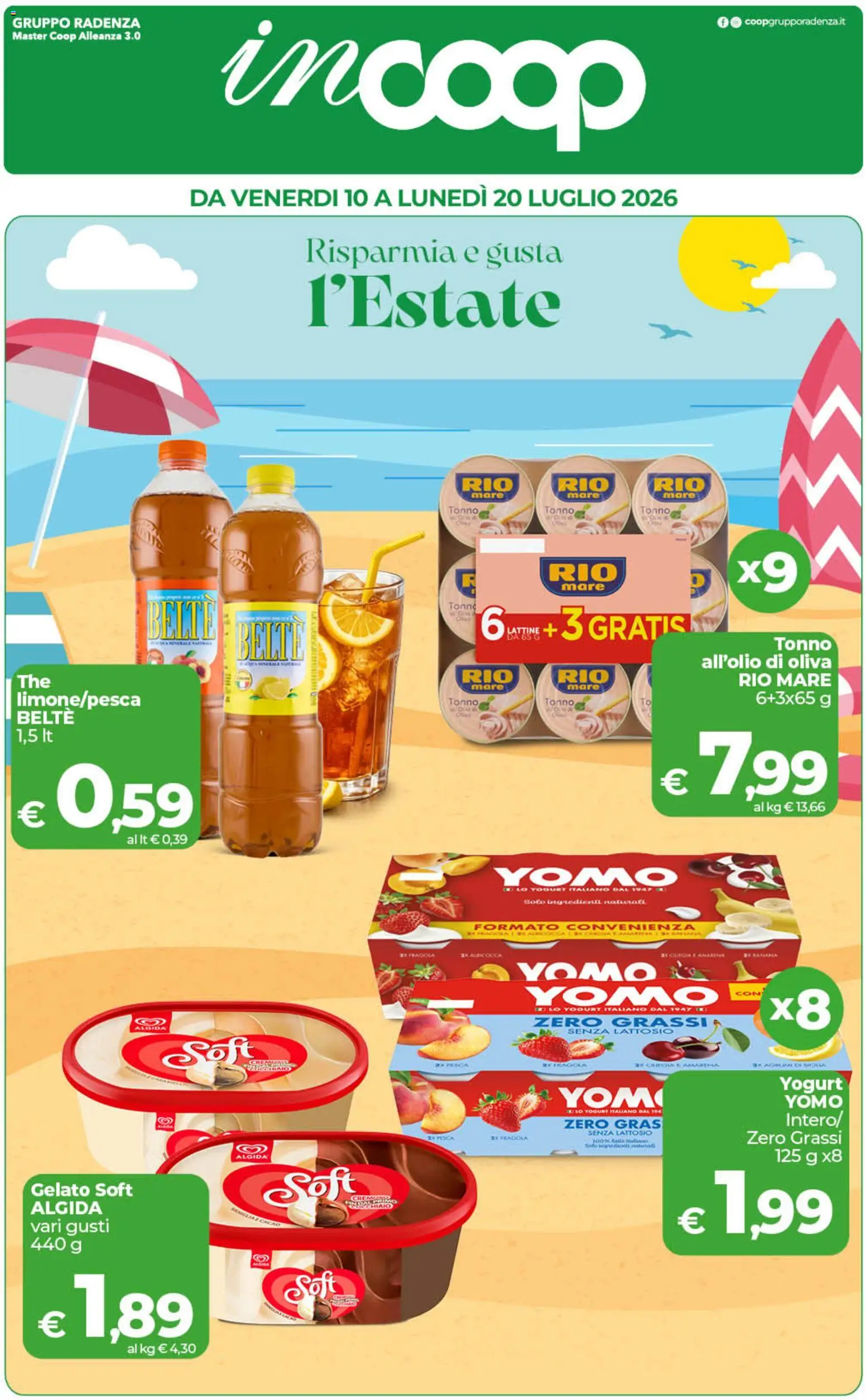 Volantino COOP del 10/07/2026 | Pagina: 1 | Prodotti: Yogurt, Gelato, Pesca, Tonno