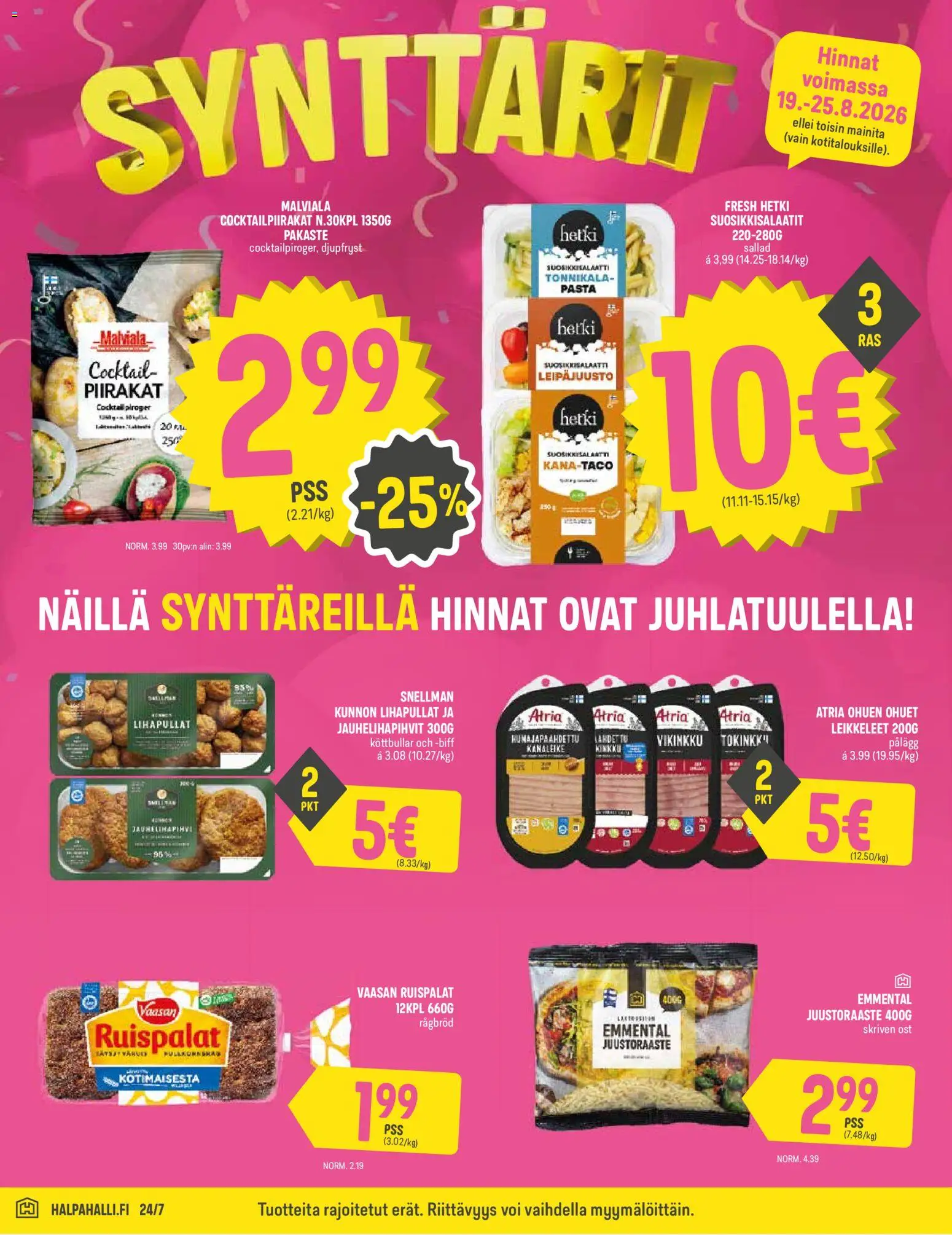 Halpa Halli tarjoukset – voimassa 19/08/2026 alkaen | Sivu: 2 | Tuotteet: Juustoraaste, Emmental, Voi, Pasta