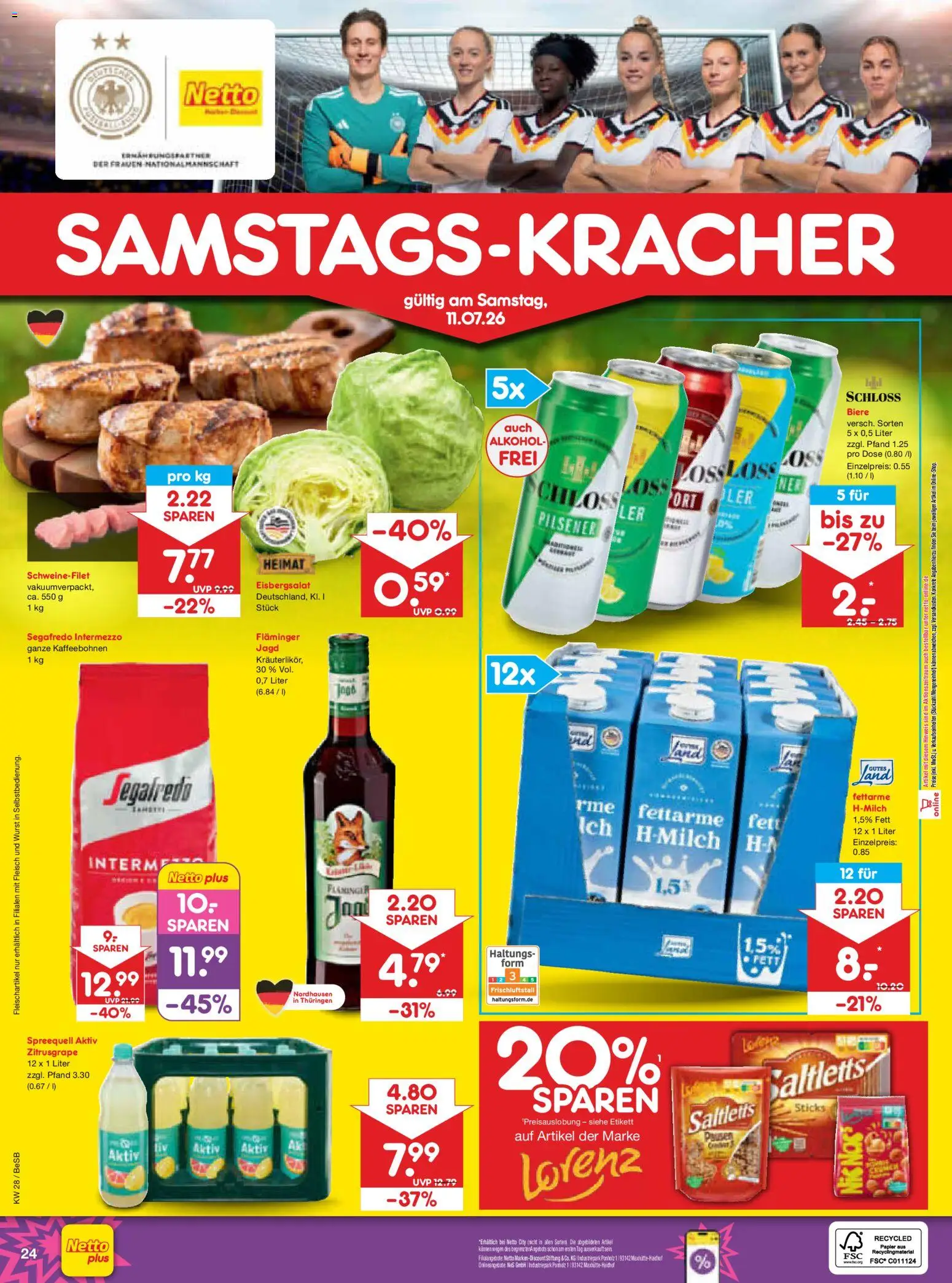 Netto Marken-Discount Prospekt – gültig ab 06.07.2026 | Seite: 40 | Produkte: Eisbergsalat, Schweinefilet, Wurst, Segafredo