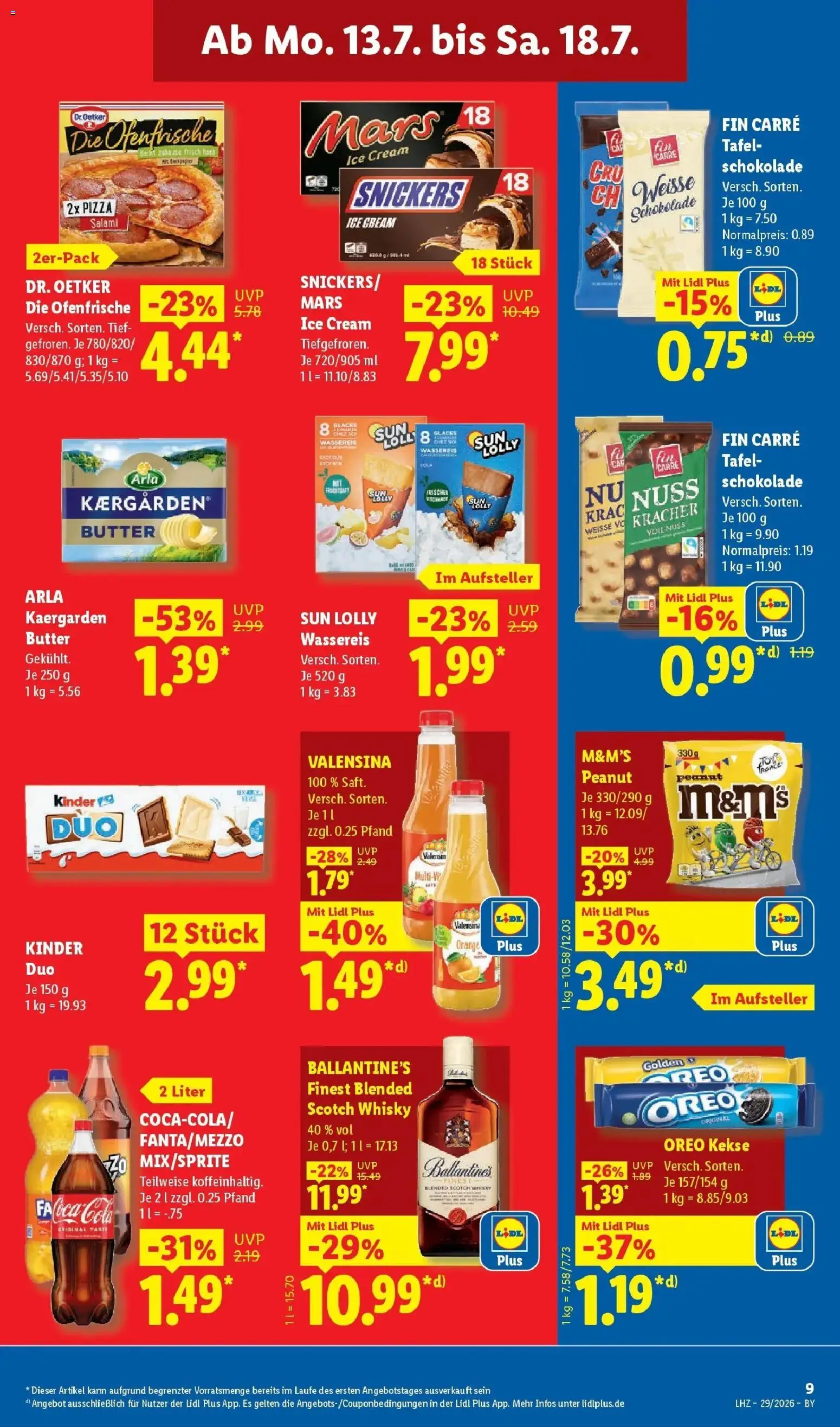Lidl Prospekt Hof-innenstadt – gültig ab 13.07.2026 | Seite: 19 | Produkte: Whisky, Cola, Butter, Valensina