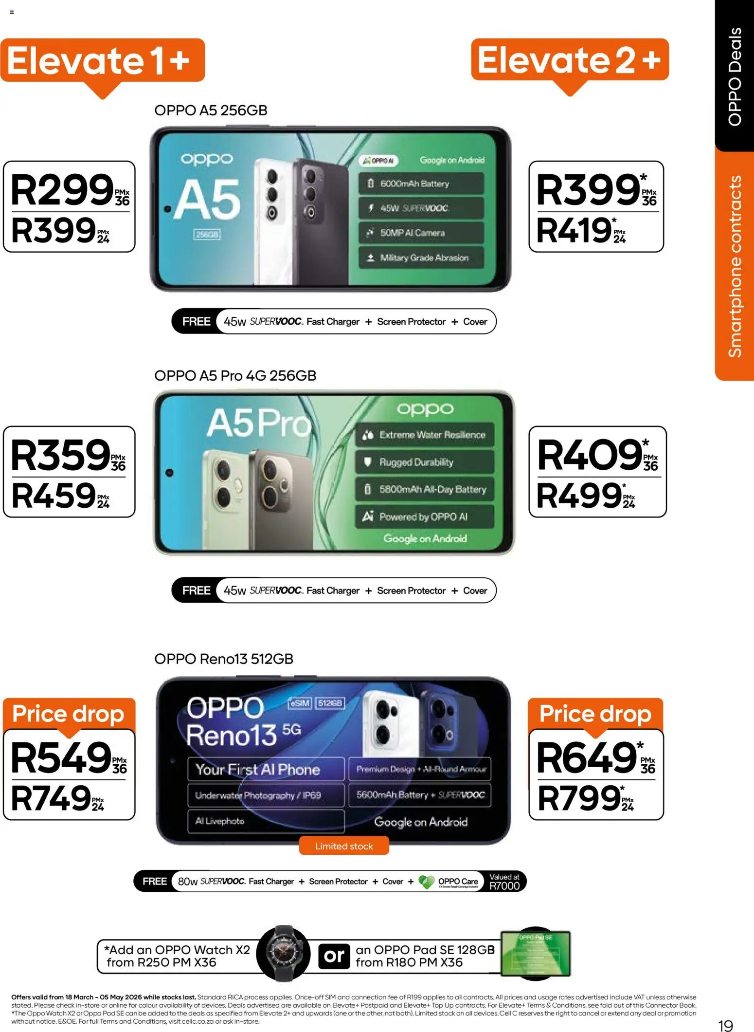 New Cell C catalogue – valid from 18.03.2026 | Page: 21 | Products: Sim, Cover, Charger, Water