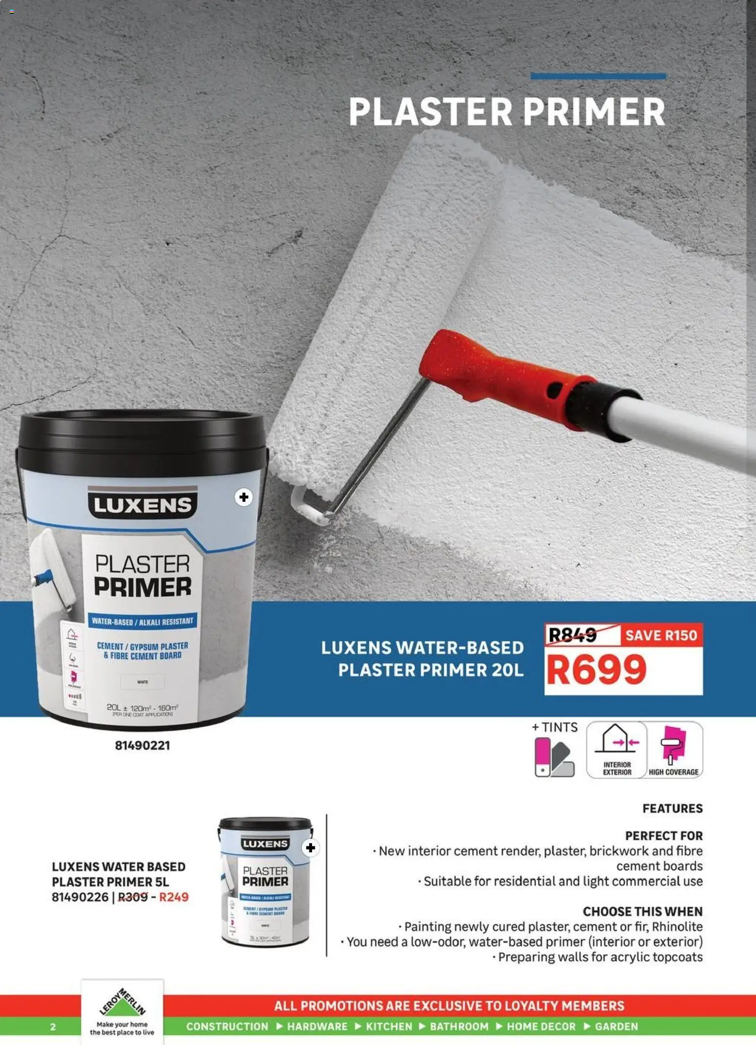 New Leroy Merlin catalogue – valid from 15.05.2026 | Page: 2 | Products: Primer, Coat, Water, Cement
