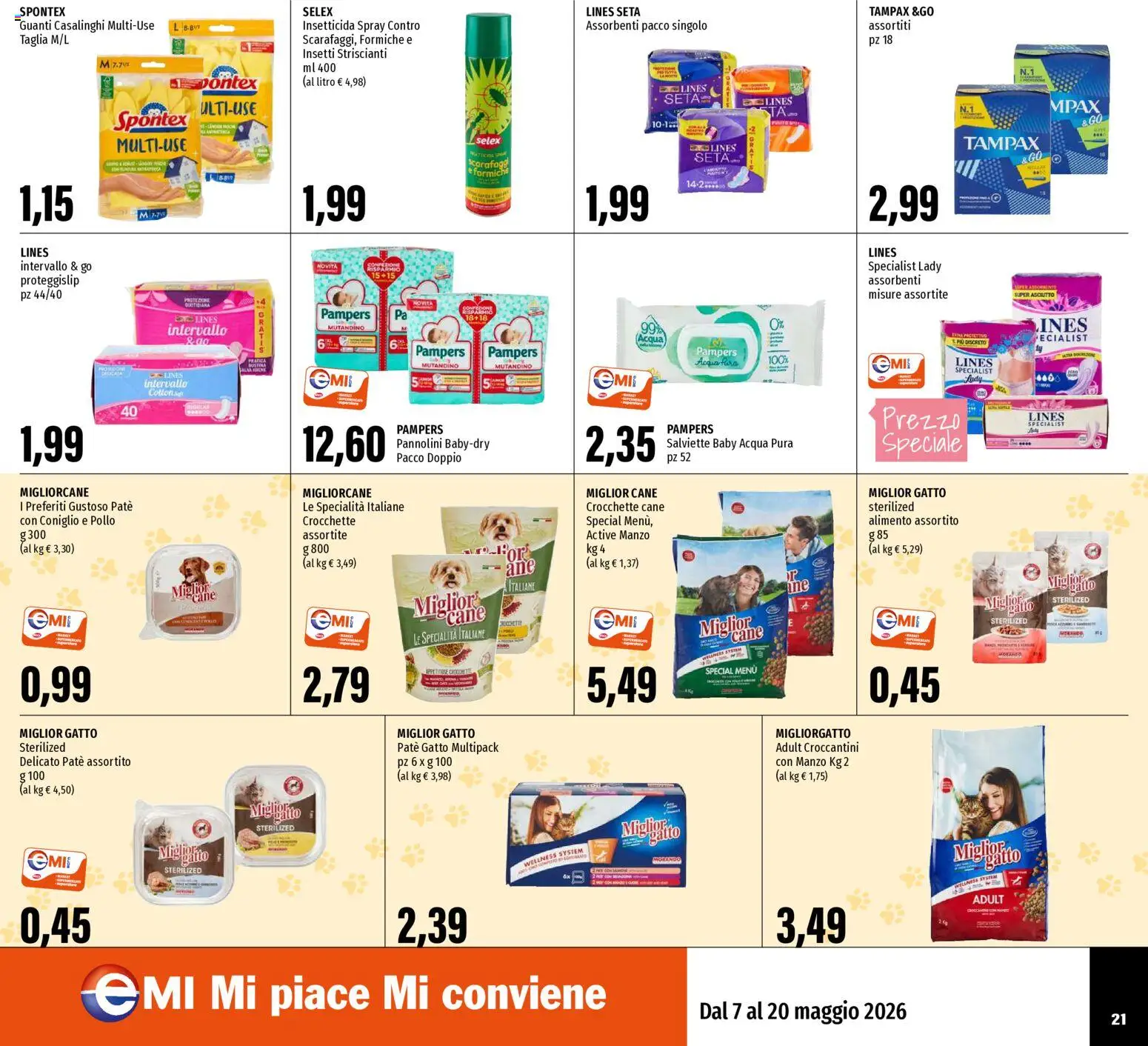 Volantino EMI del 07.05.2026 | Pagina: 21 | Prodotti: Manzo, Acqua, Guanti, Crocchette