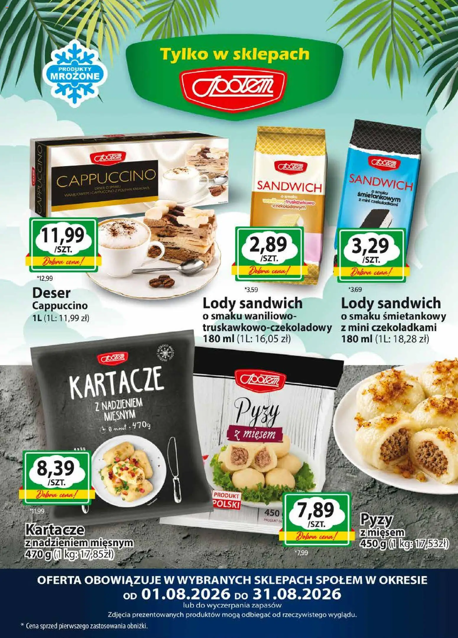 Społem gazetka od 01.08.2026 | Strona: 3 | Produkty: Deser, Sandwich, Cappuccino, Lody