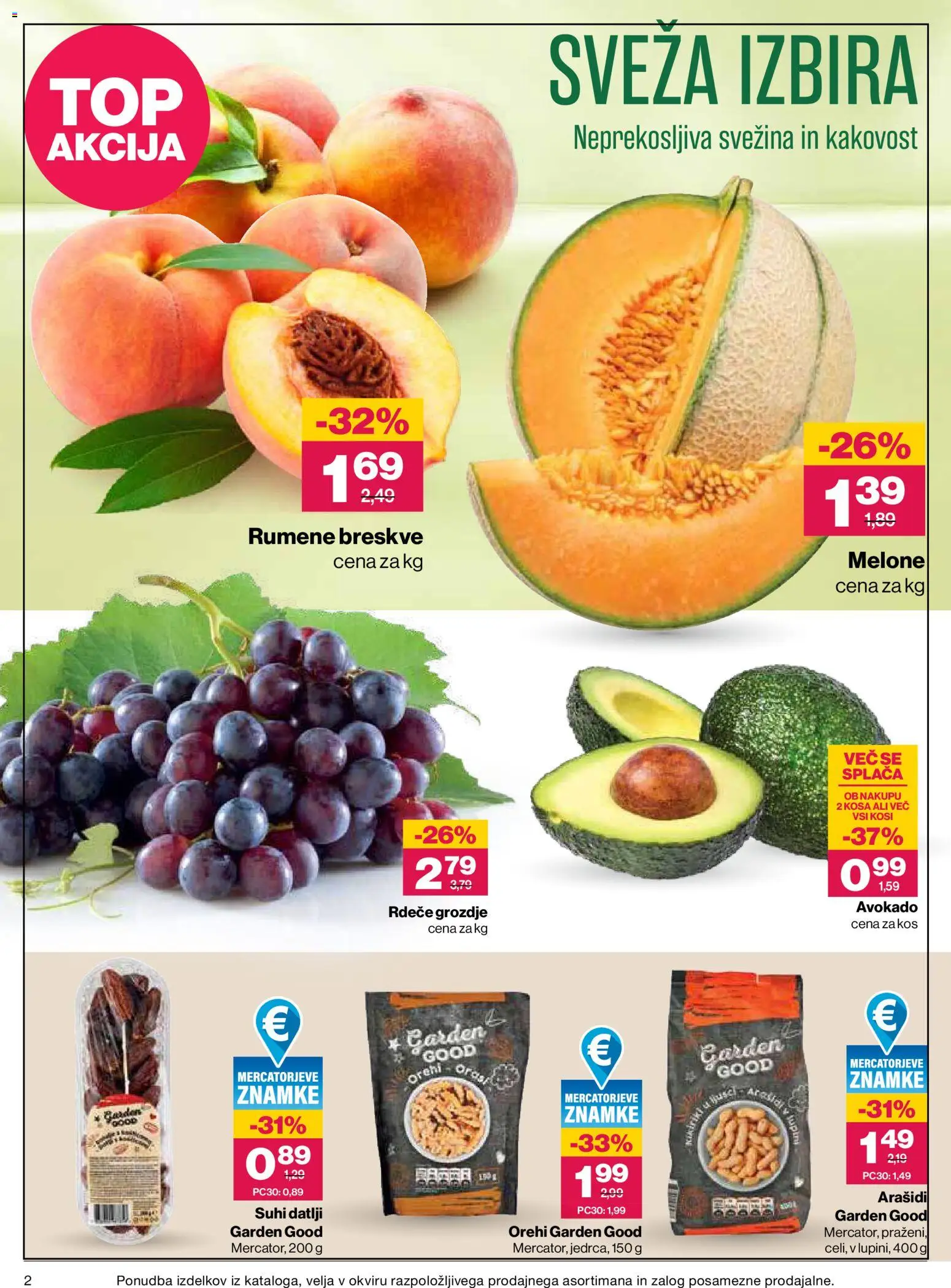 Novi Mercator katalog ponudbe – veljaven od 13.08.2026 | Stran: 2 | Izdelki: Grozdje, Datlji, Kos, Avokado