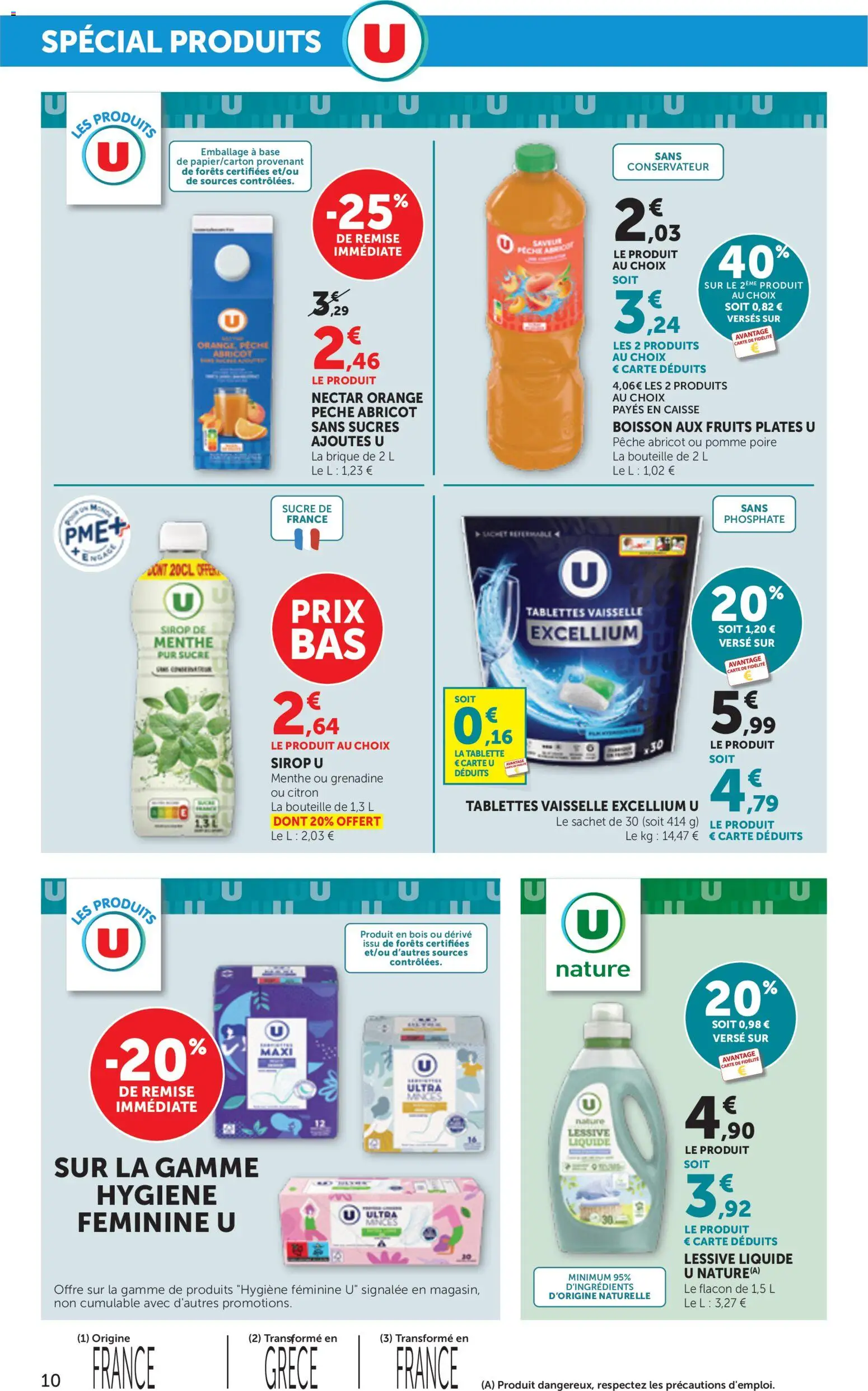 {H1} | Page: 10 | Produits: Orange, Pêche, Pomme, Lessive Liquide