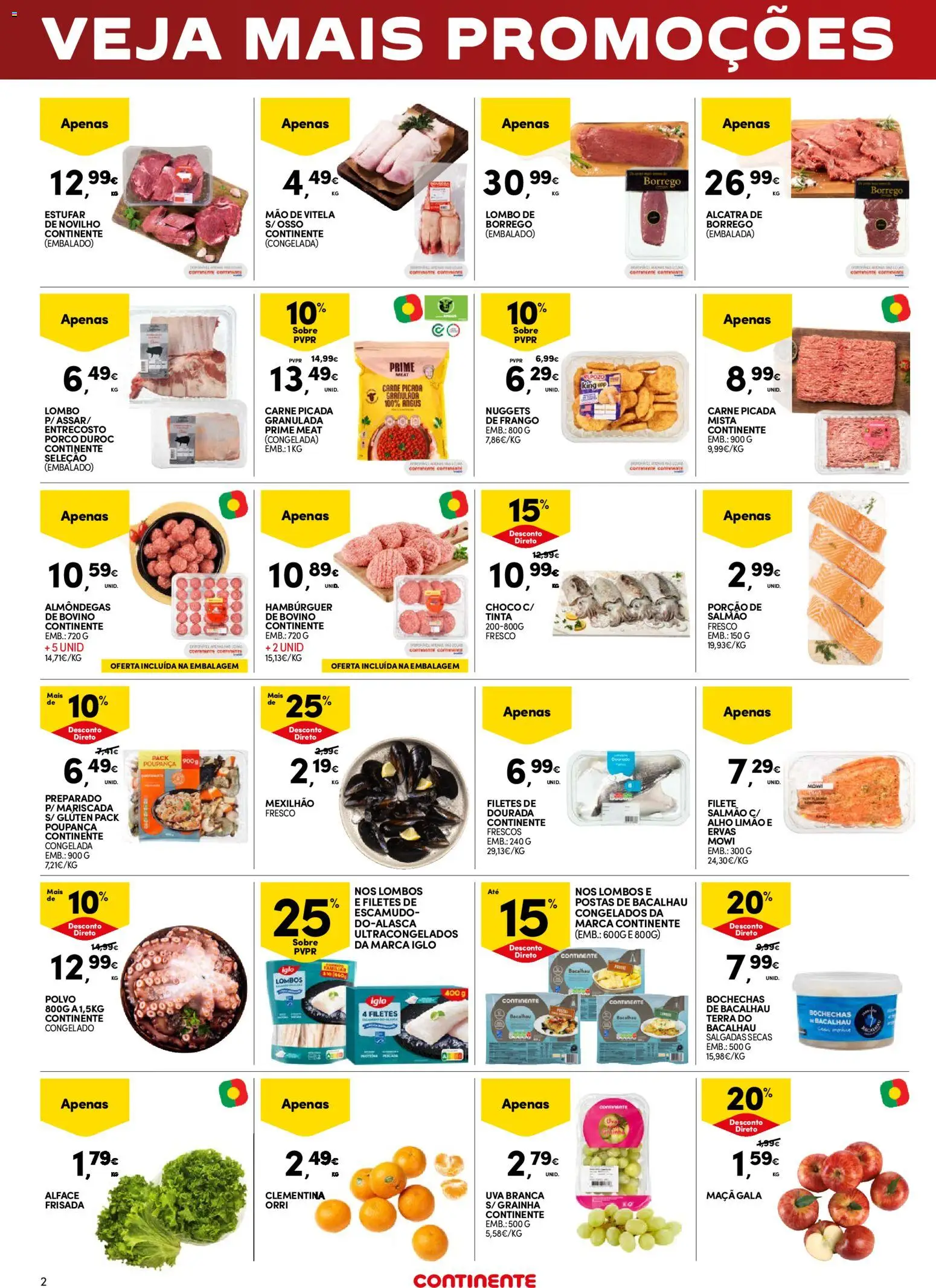 Continente Fim de Semana à Continente │ válido de 10.04.2026 | Página: 2 | Produtos: Dourada, Nuggets de frango, Carne picada, Alface