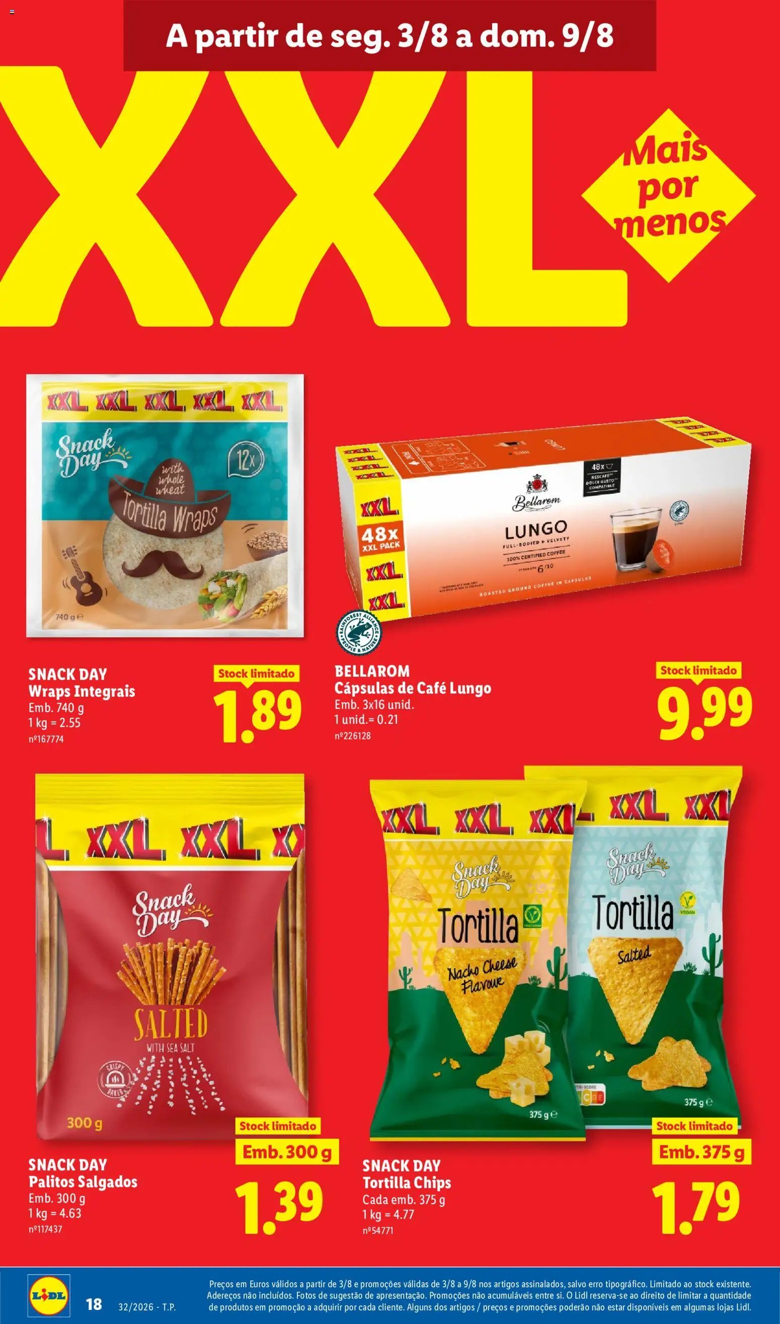 Lidl folheto │ válido de 03/08/2026 | Página: 18 | Produtos: Cápsulas, Palitos salgados, Café, Dolce gusto