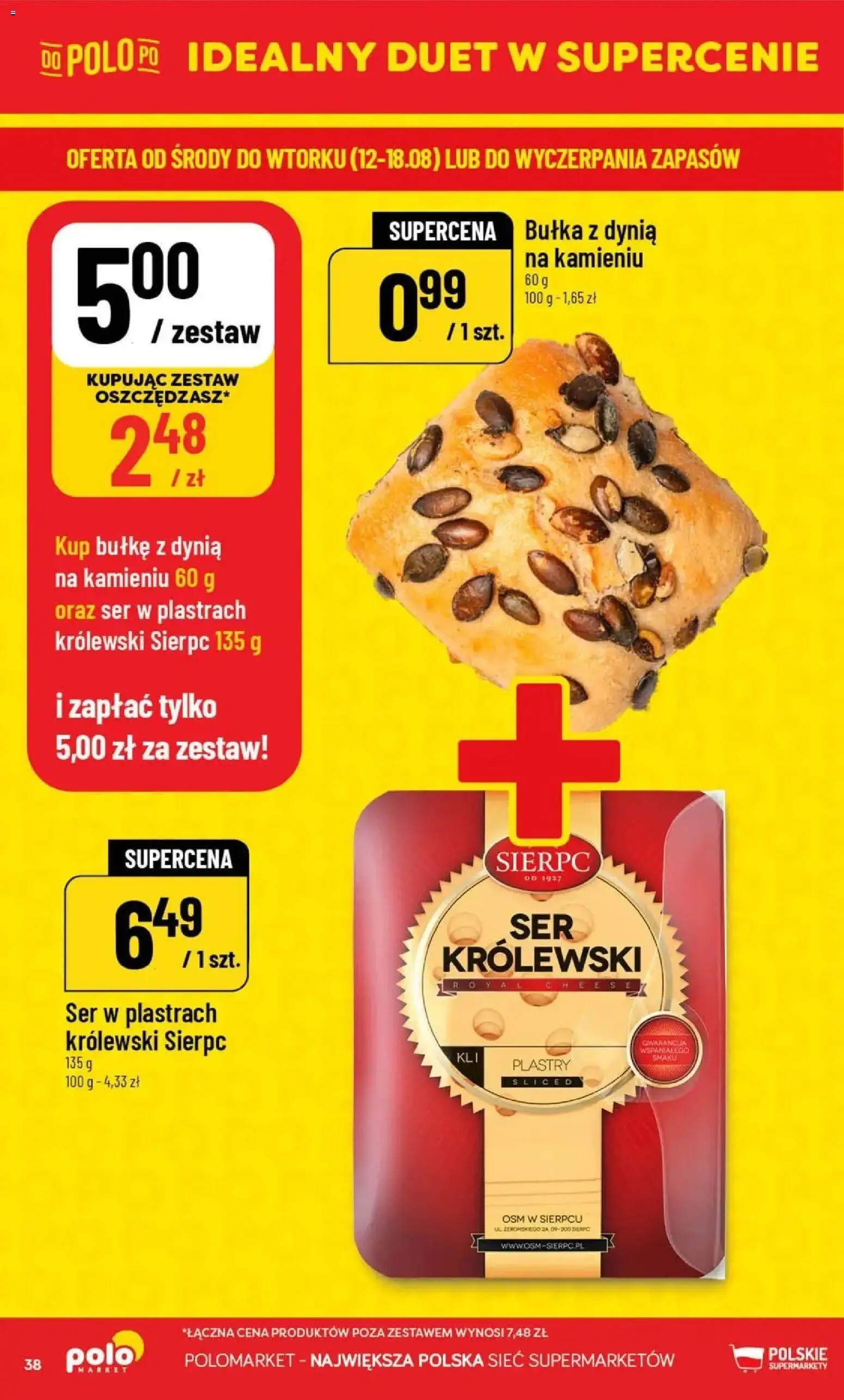 Nowa POLOmarket gazetka od jutra 12.08.2026 | Strona: 38 | Produkty: Ser w plastrach, Dynia, Bułka z dynią, Ser