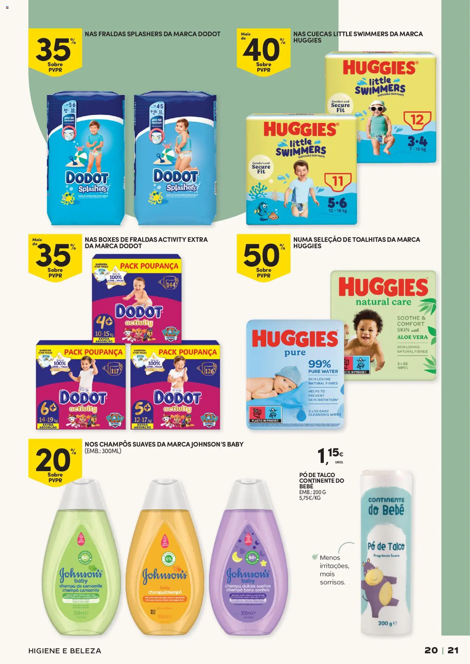 Continente - Férias de Verão  Abre espaço para a distração │ válido de 23/06/2026 | Página: 21 | Produtos: Fraldas, Fragrância, Pó, Cuecas