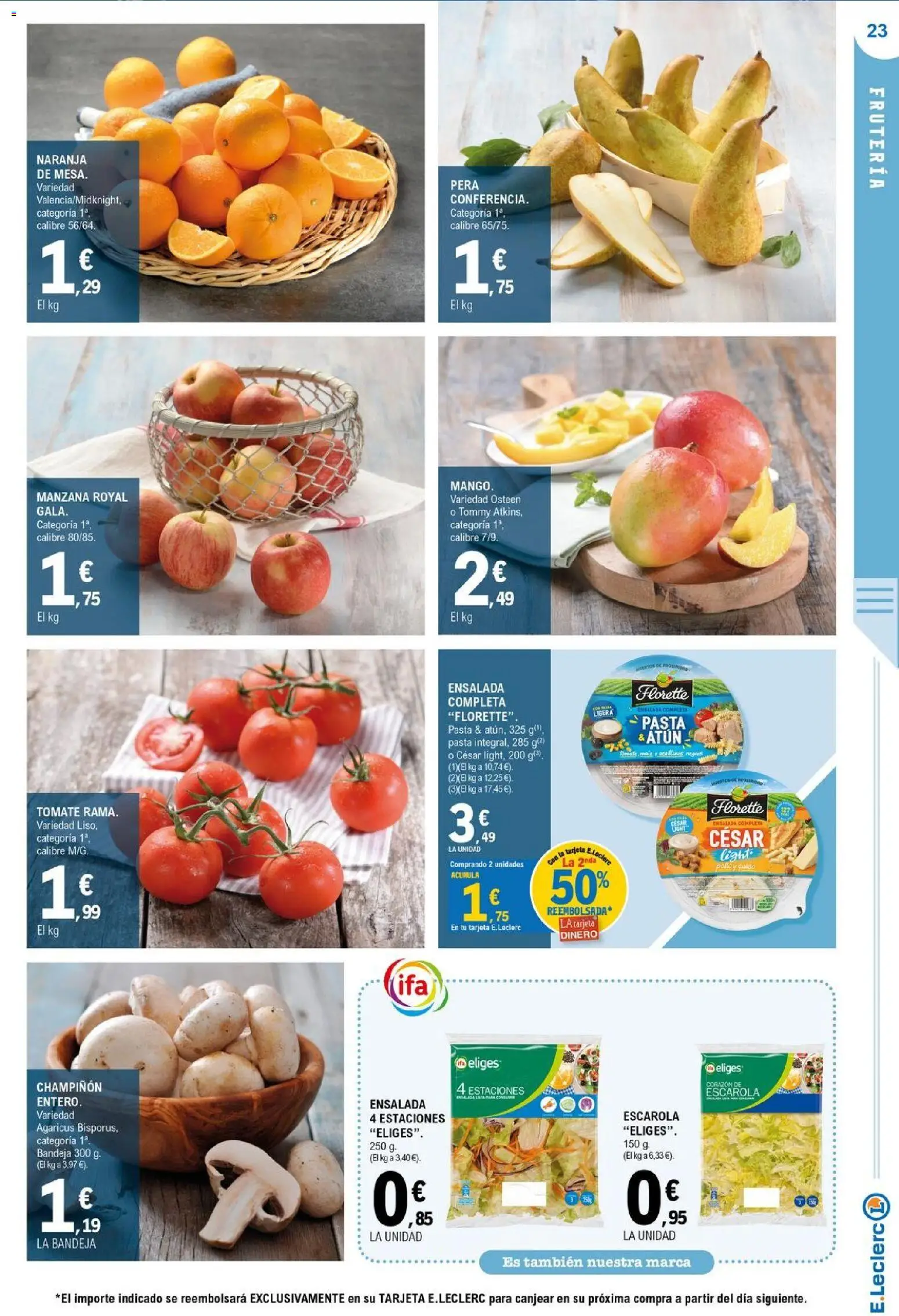 E.Leclerc - Ciudad Real │ válido desde el 23/09/2026 | Página: 23 | Productos: Pasta, Manzana, Ensalada, Mango