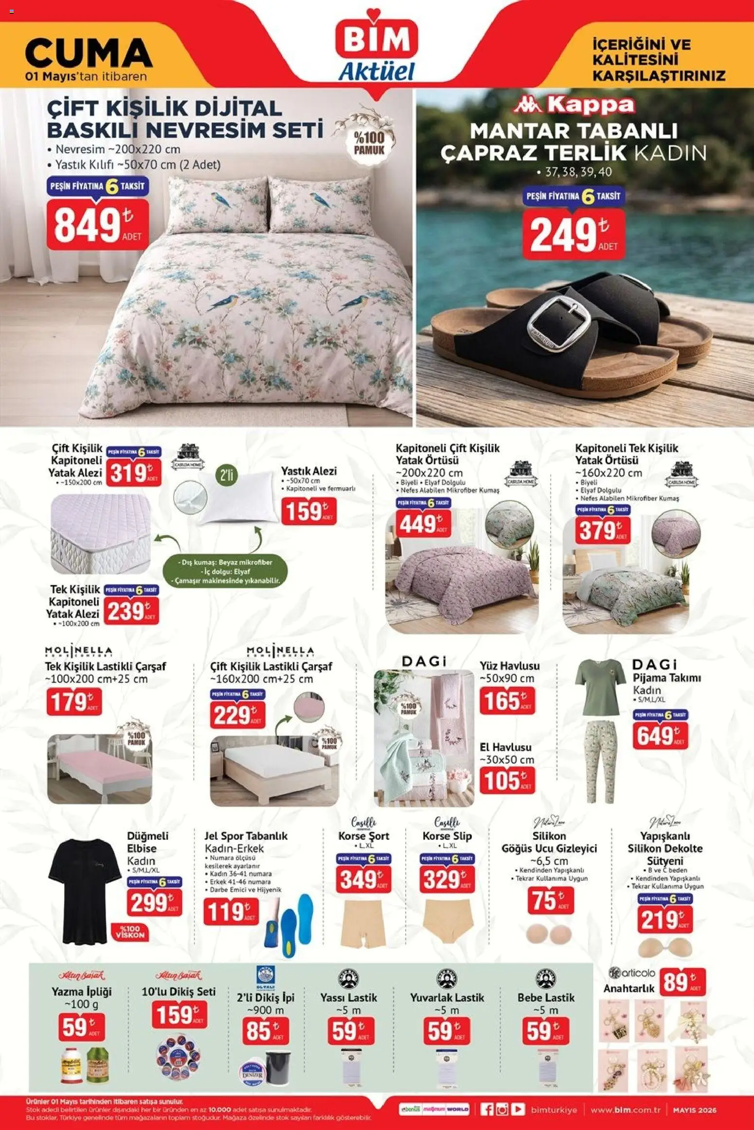 BİM - Katalog Cuma - 01.05.2026 tarihinden itibaren geçerlidir | Sayfa: 7 | Ürünler: Lastik, Nevresim, Şort, El havlusu