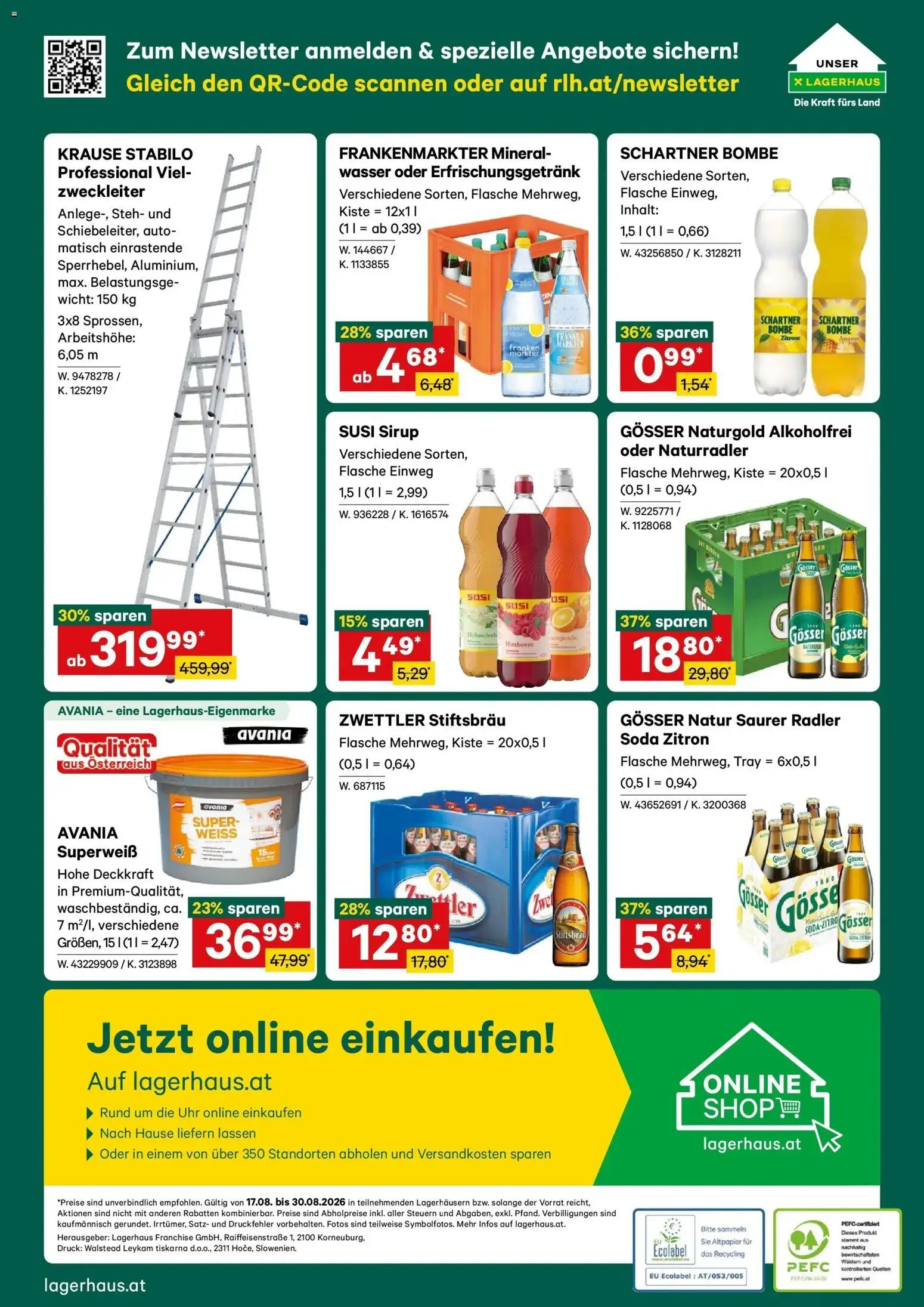Lagerhaus - Wochen Angebote gültig ab 17.08.2026 | Seite: 10 | Produkte: Wasser, Himbeere, Uhr, Radler