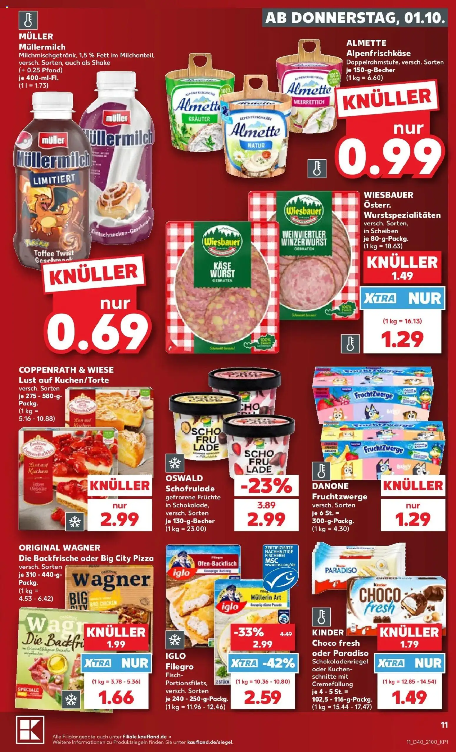 Prospekt Kaufland ab 28.09.2026 » Angebote Online zum Blättern | Seite: 21 | Produkte: Almette, Käse, Fisch, Pizza