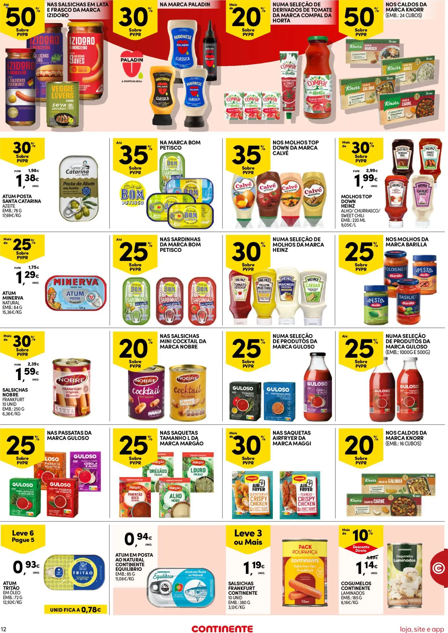 Continente folheto Bom Dia │ válido de 06/10/2026 | Página: 12 | Produtos: Pimentão, Óleo, Carne, Salsichas