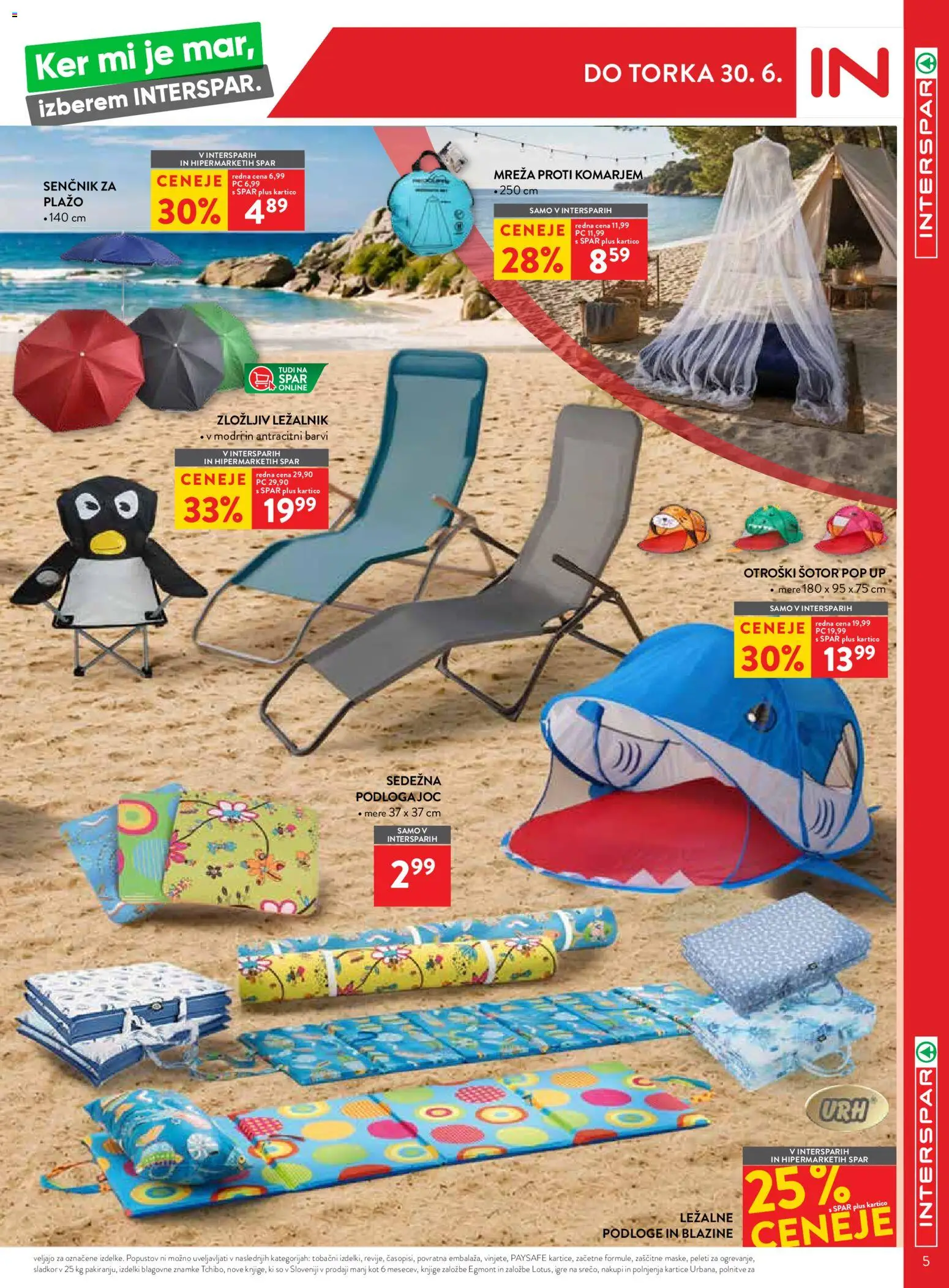 Novi Spar katalog ponudbe – veljaven od 17.06.2026 | Stran: 5 | Izdelki: Ležalnik, Šotor, Senčnik, Sladkor