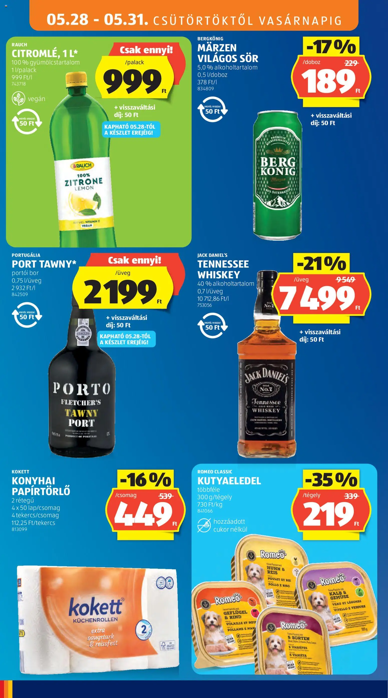 Aldi akciós ujság - amely érvényes a következő dátumtól: 28.05.2026 | Oldal: 18 | Termékek: Whiskey, Doboz, Vitamin c, Sör