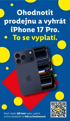 Náhled letáku iPhone 17 Pro, Win an iPhone 17 Pro by rating the store. od 18.05.2026 | Strana: 43