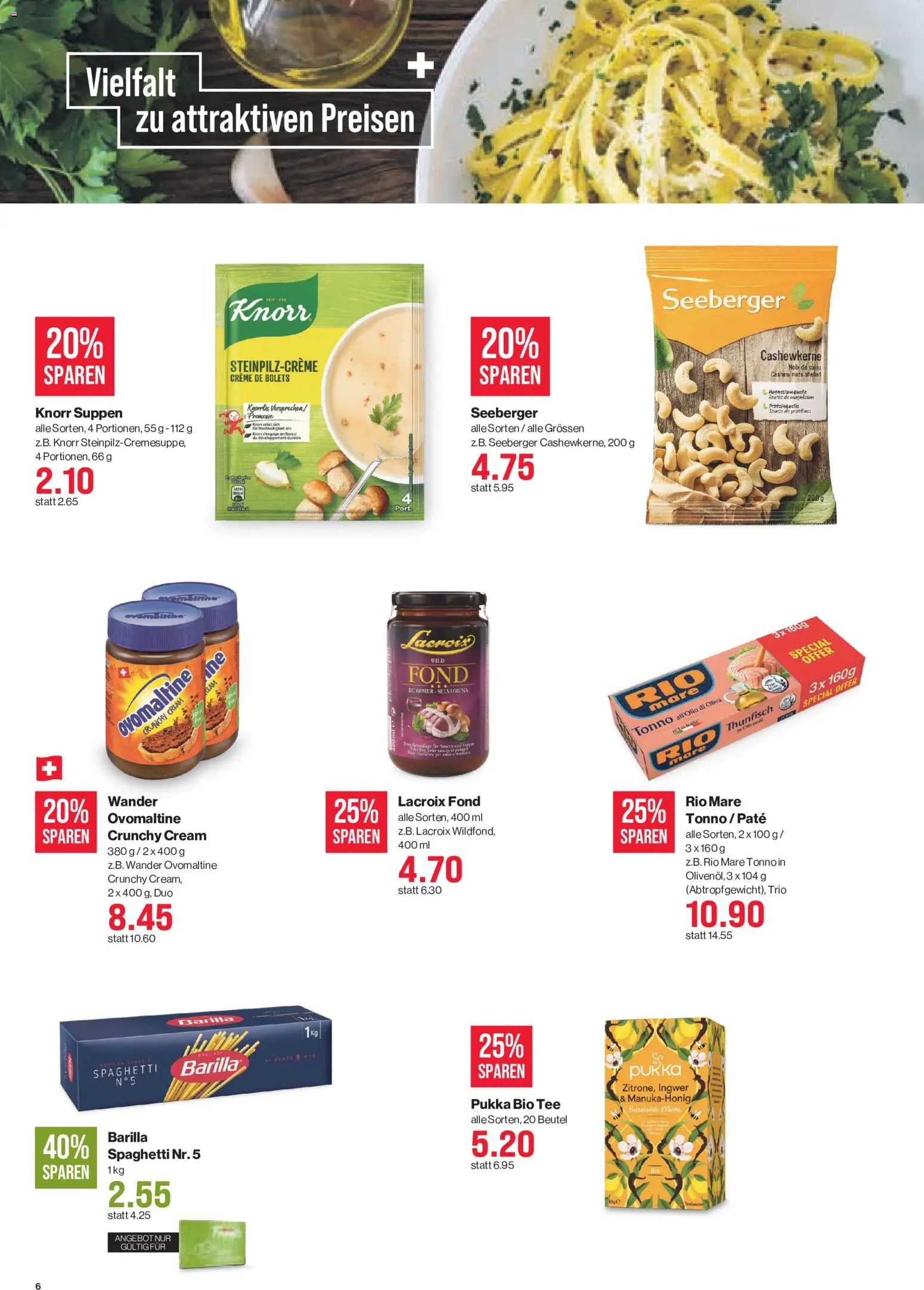 SPAR aktionen – gültig ab 03.09.2026 | Seite: 6 | Produkte: Barilla, Suppen, Tee, Creme