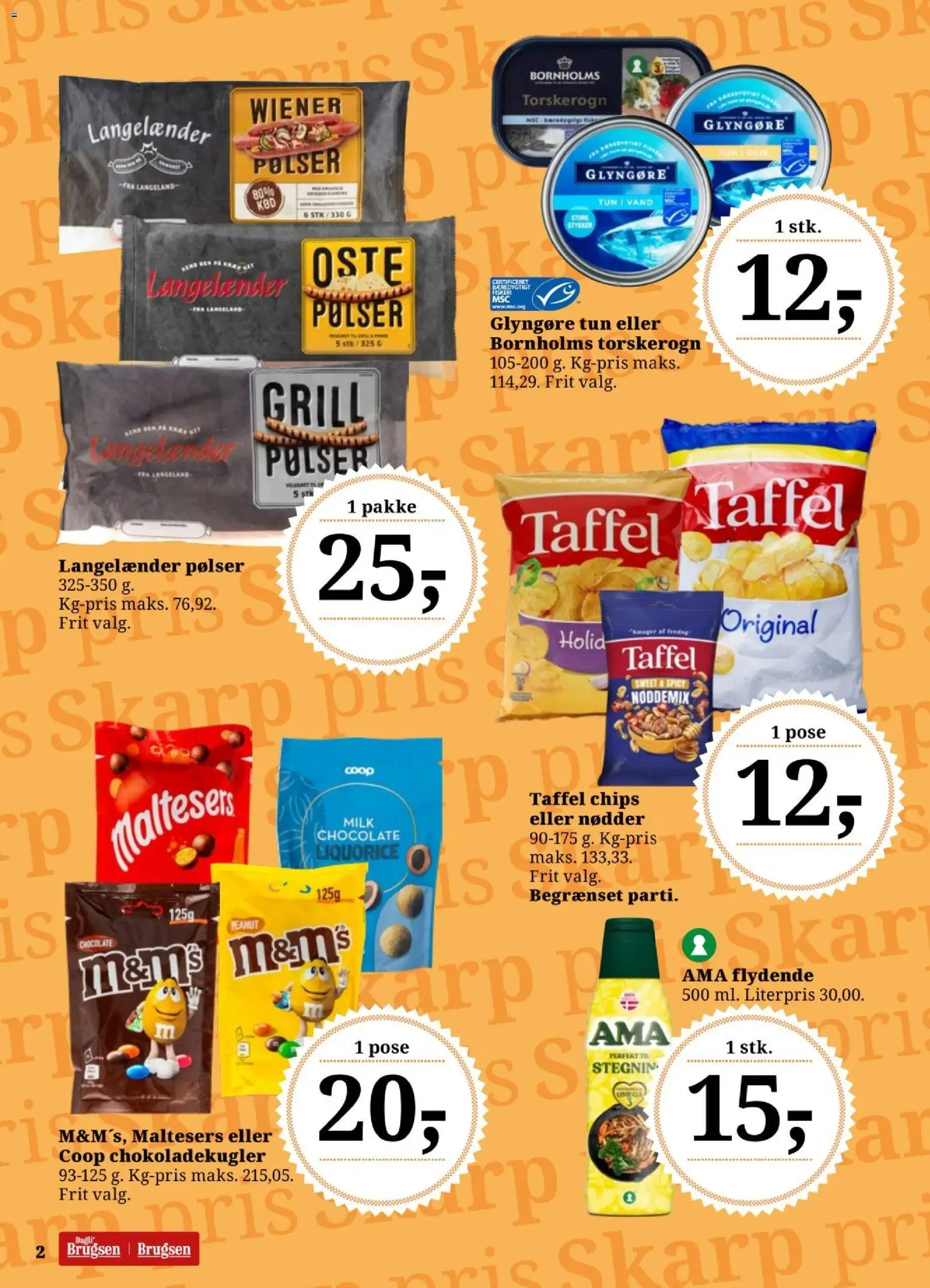 Dagli'Brugsen tilbudsavis – gyldig fra 14/08/2026 | Side: 2 | Produkter: Pølser, Chips, Tun, Grill