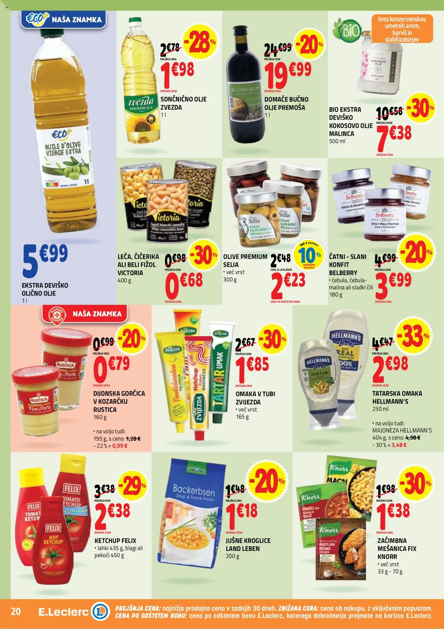 Novi E.leclerc katalog ponudbe – veljaven od 07.10.2026 | Stran: 20 | Izdelki: Olje, Cebula, Omaka, Cili