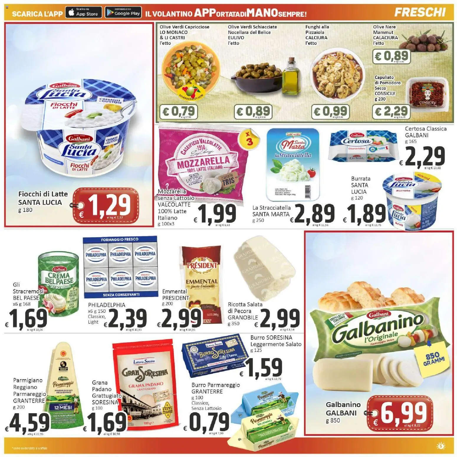 Volantino Paghi Poco del 21/08/2026 | Pagina: 5 | Prodotti: Fiocchi di latte, Fiocchi, Formaggio fresco, Parmigiano