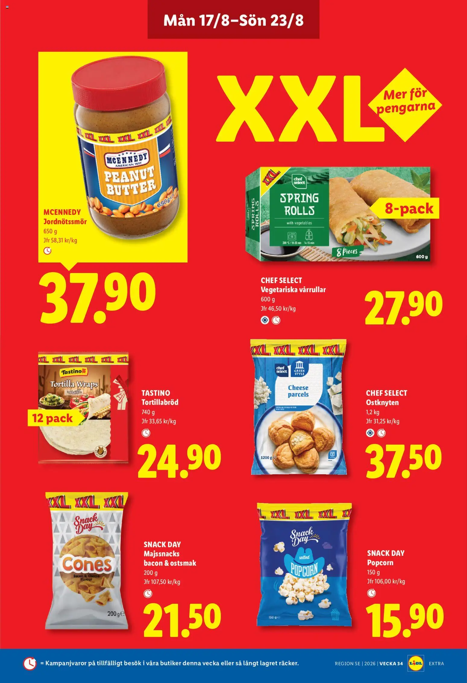 Lidl reklamblad aktuell från 17/08/2026 | Sida: 11 | Produkter: Tortilla, Bacon, Snacks, Popcorn