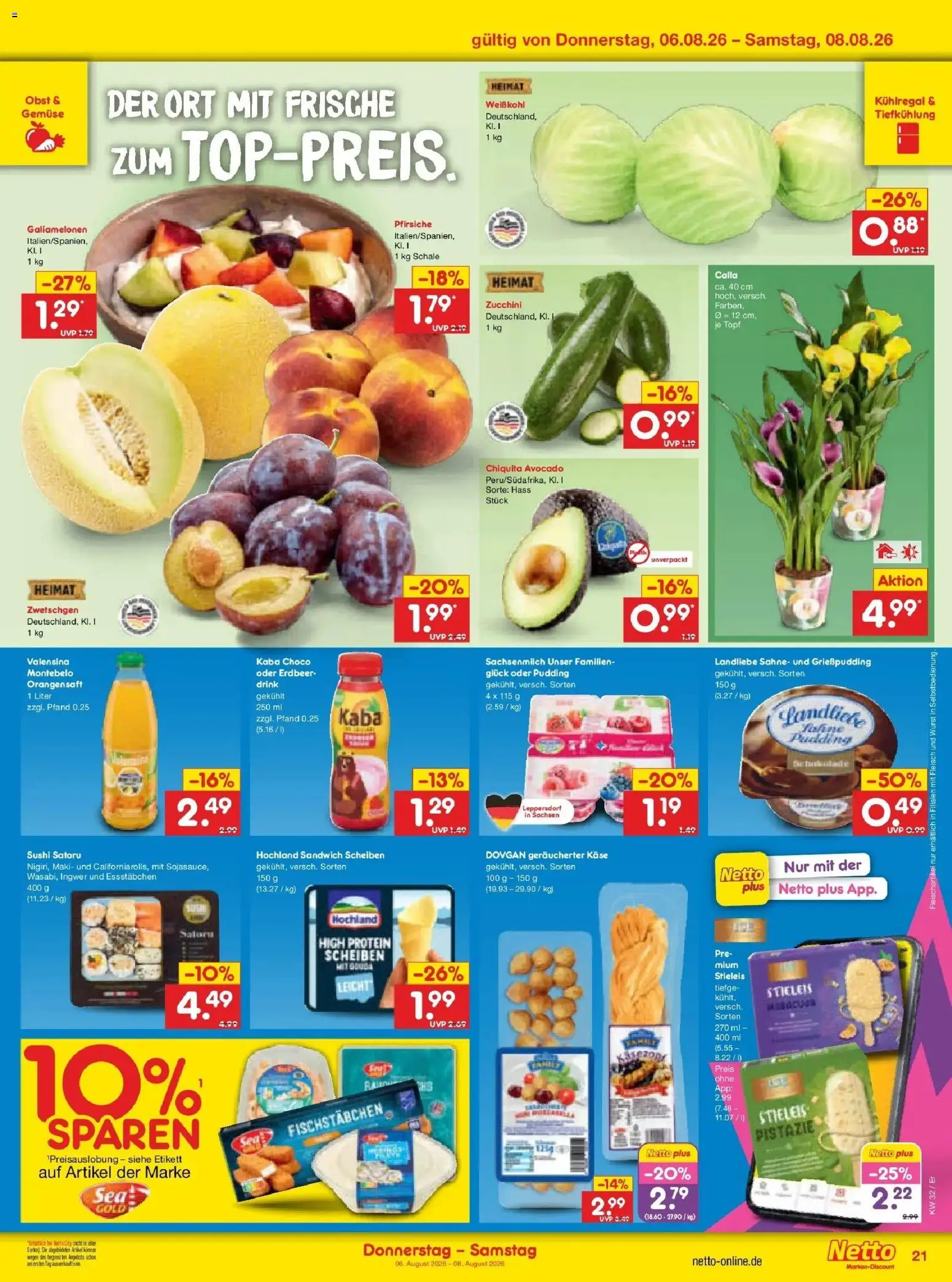 Netto Marken-Discount Prospekt Weimar – gültig ab 03.08.2026 | Seite: 39 | Produkte: Pudding, Obst, Zucchini, Sahne