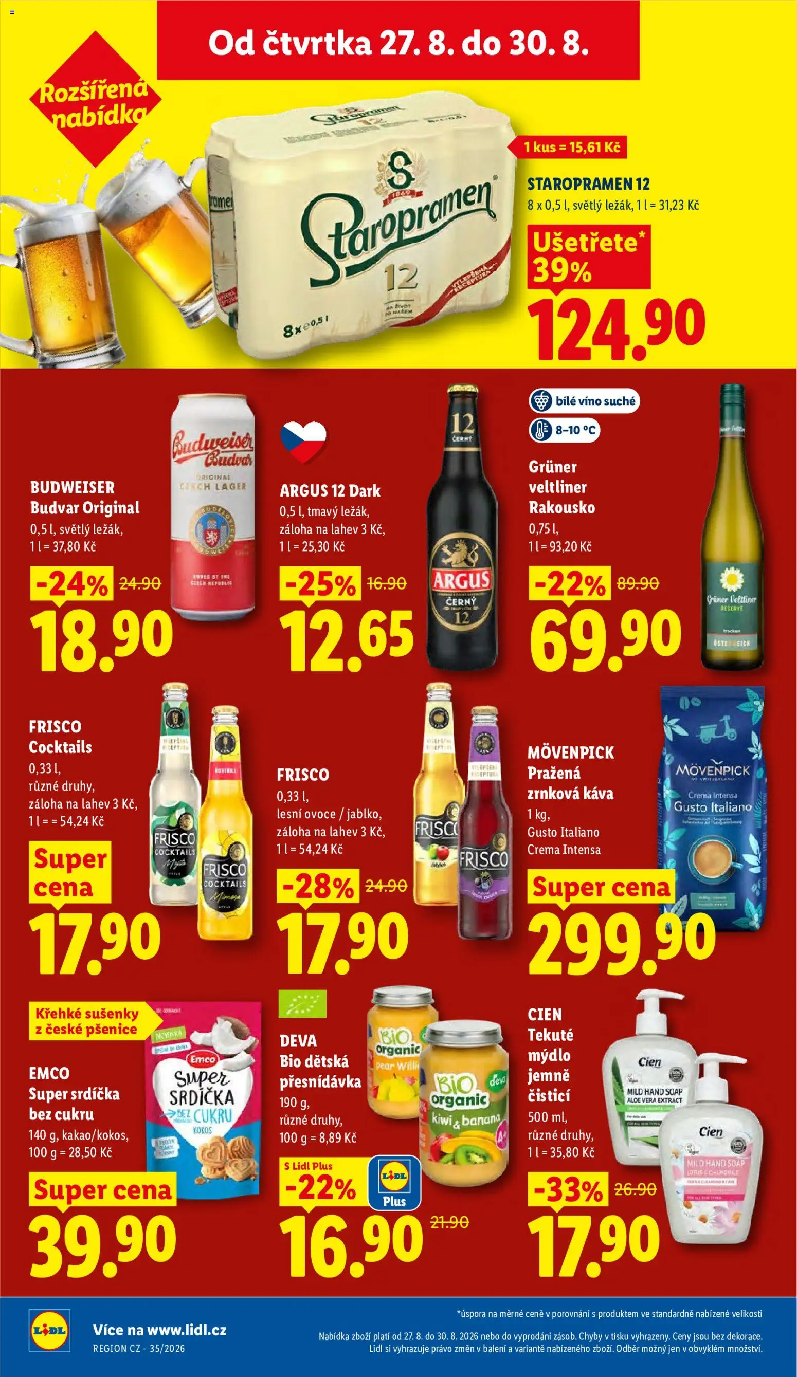 Lidl leták od 27.08.2026 | Strana: 32 | Produkty: Budvar, Staropramen, Argus, Crema