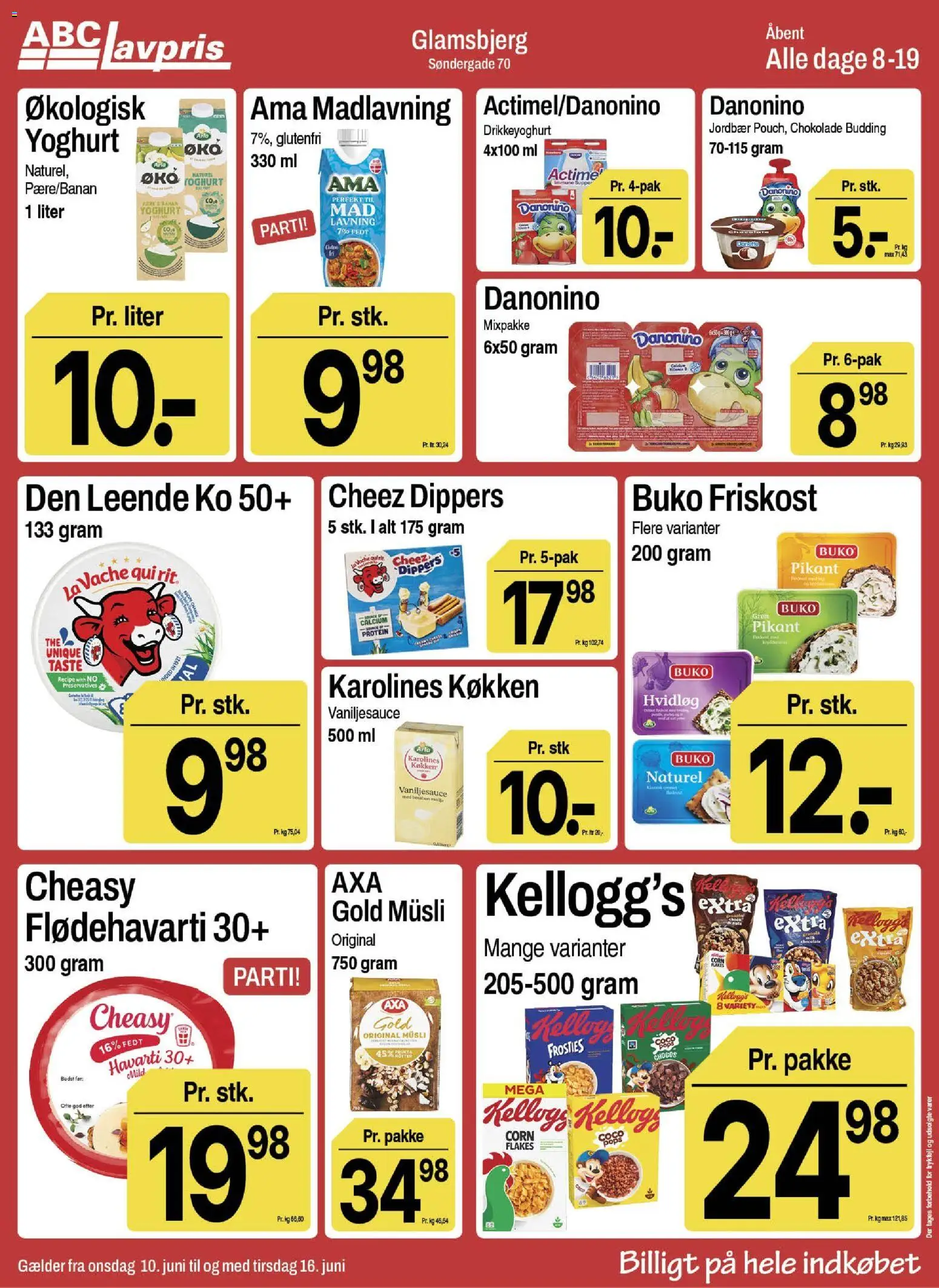 Abc Lavpris tilbudsavis – gyldig fra 10.06.2026 | Side: 4 | Produkter: Chokolade, Bourbon, Jordbær, Drikkeyoghurt