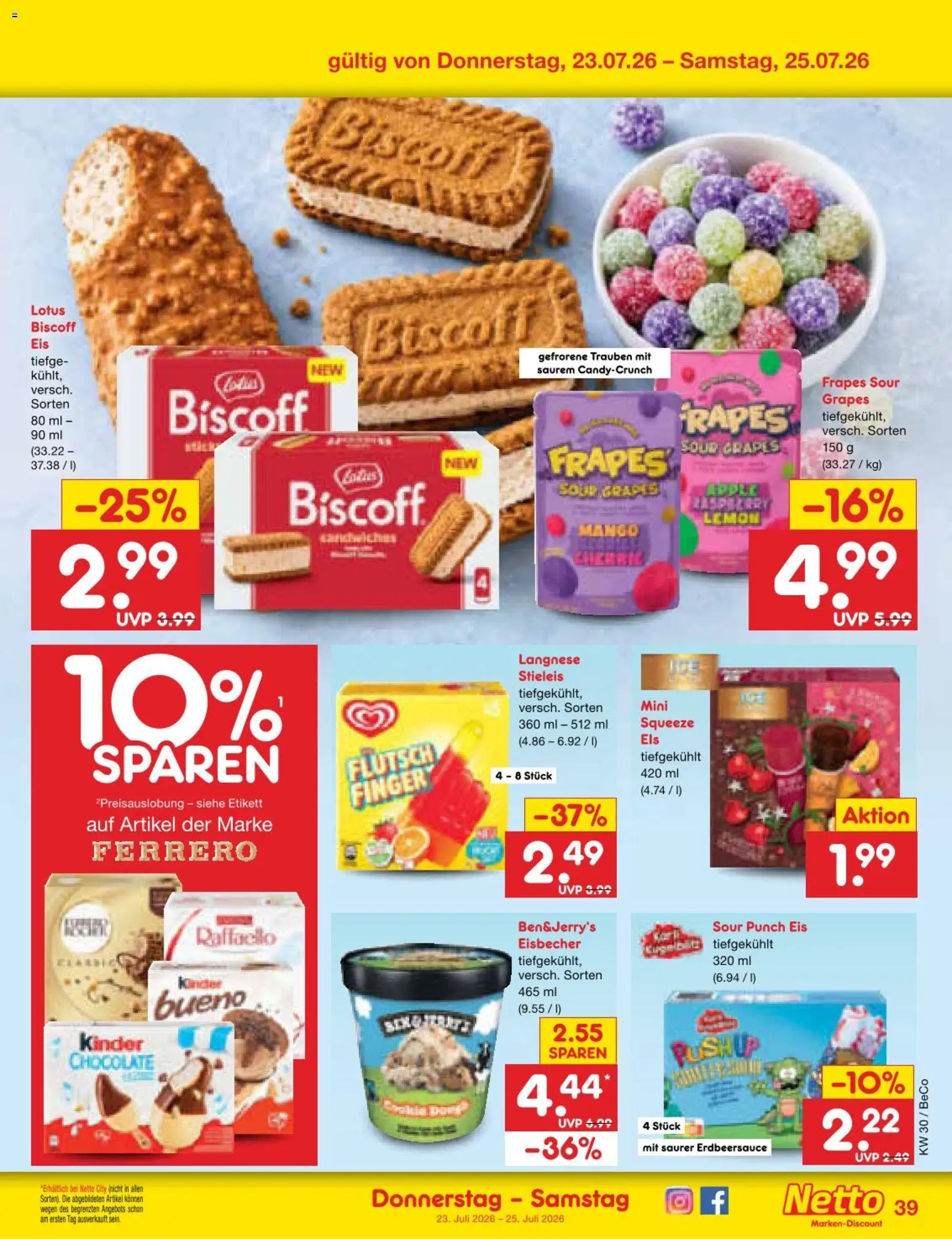 Netto Marken-Discount Prospekt – gültig ab 20.07.2026 | Seite: 63 | Produkte: Langnese, Trauben, Mango, Eis