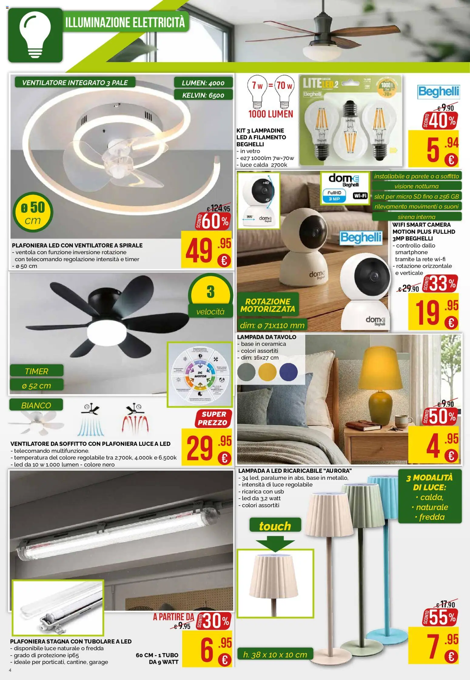 Volantino La Prealpina del 16/07/2026 | Pagina: 4 | Prodotti: Ventilatore, Paralume, USB, Tavolo