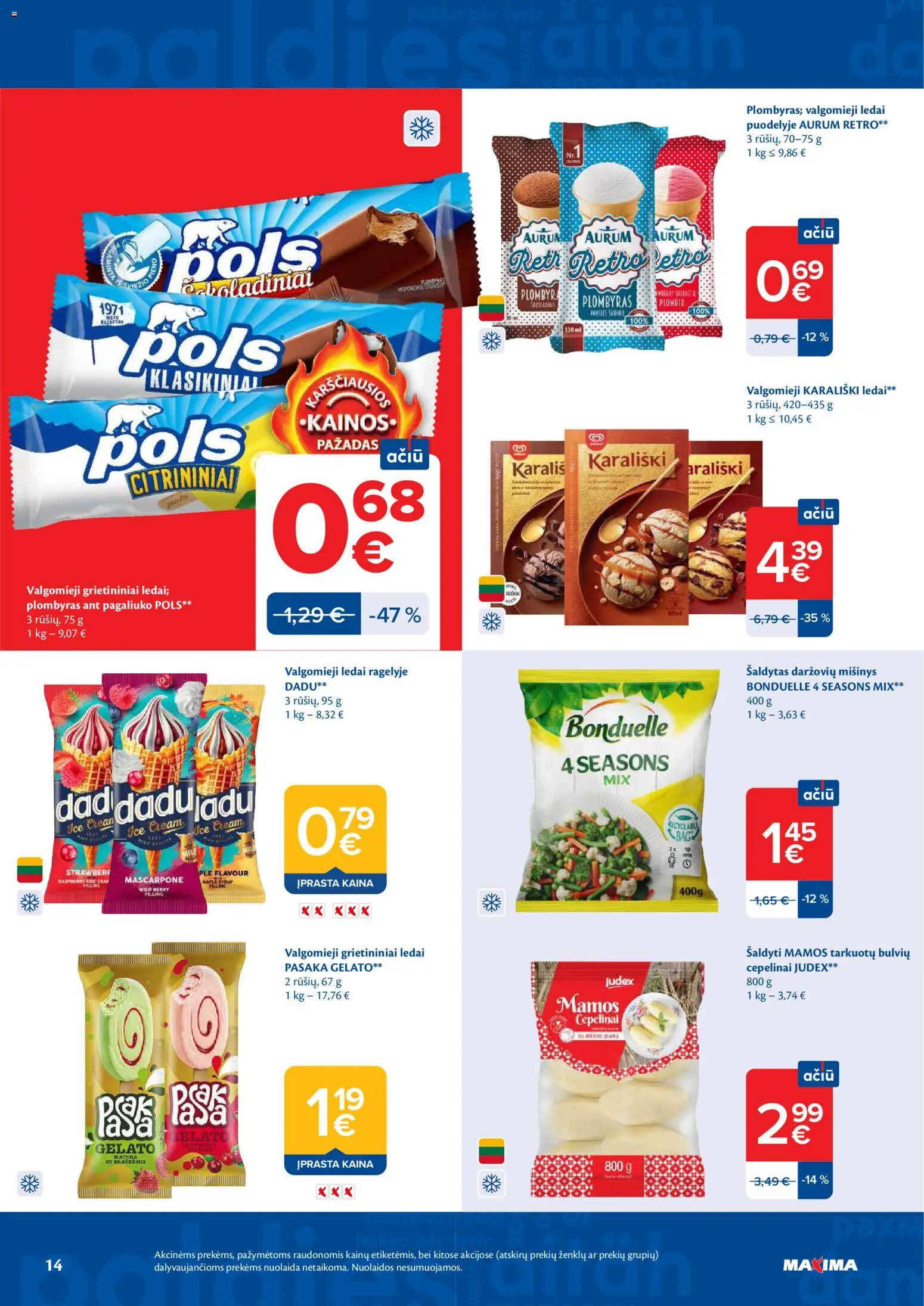 MAXIMA akcijos nuo 16.06.2026 | Puslapis: 14 | Prekių: Ledai, Plombyras, Valgomieji ledai
